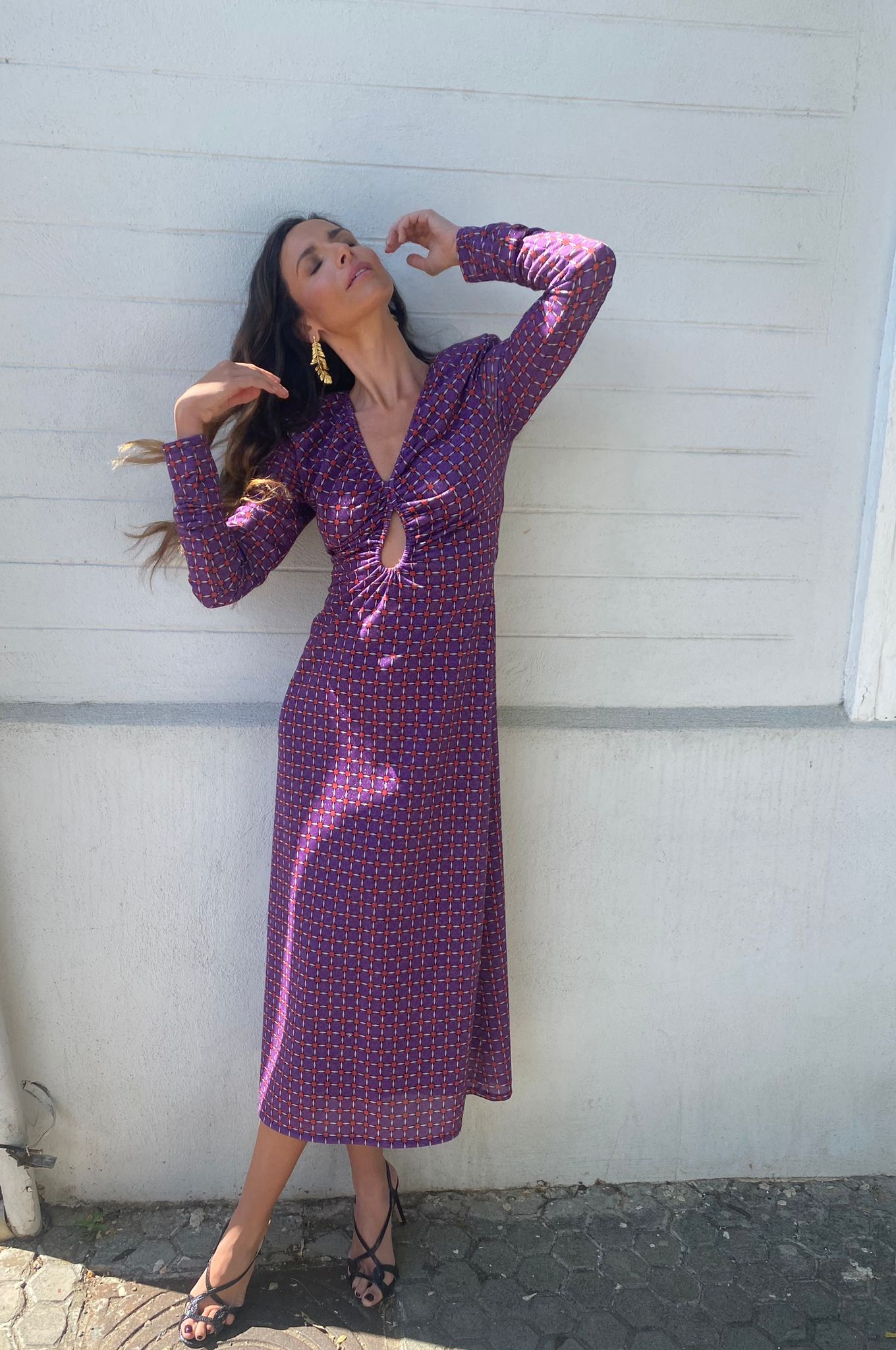 SANDALIA GADEA GRABADO NEGRO 9CM