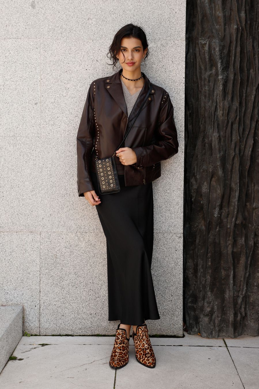 CHOCOLATE NAPA BIKER JACKET