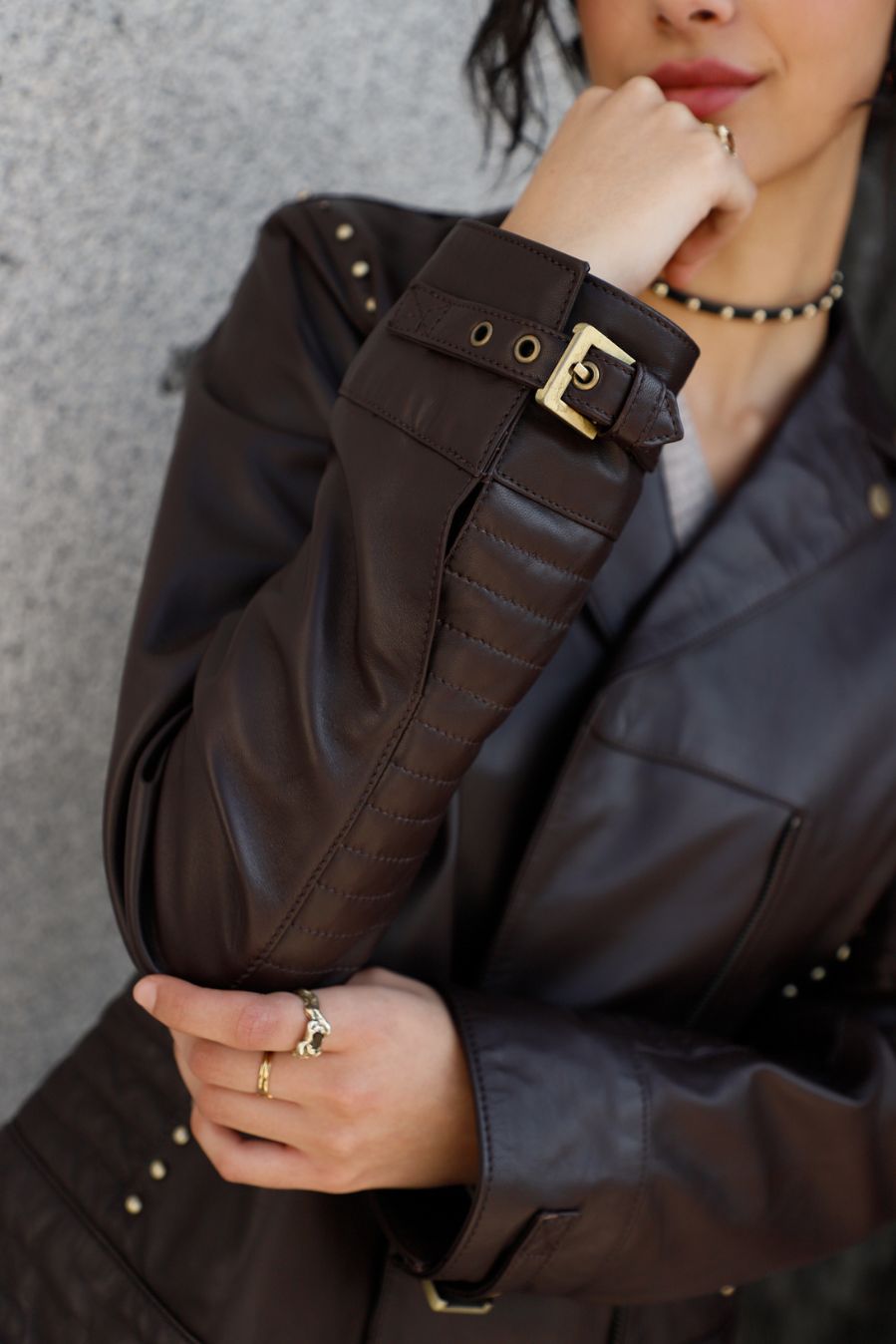 CHOCOLATE NAPA BIKER JACKET