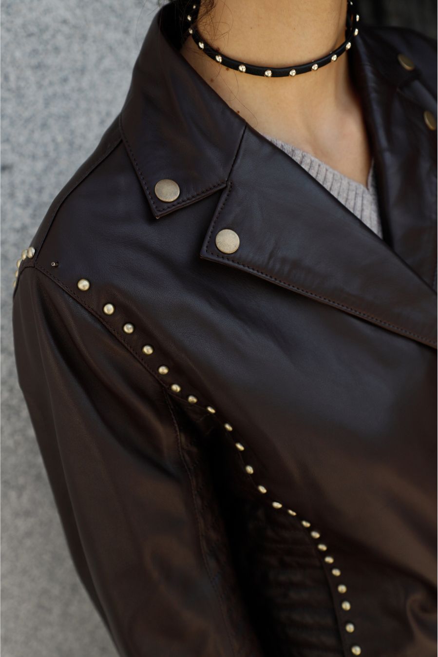 CHOCOLATE NAPA BIKER JACKET