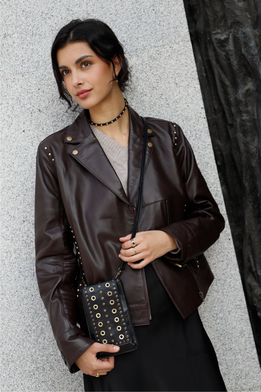 CHOCOLATE NAPA BIKER JACKET