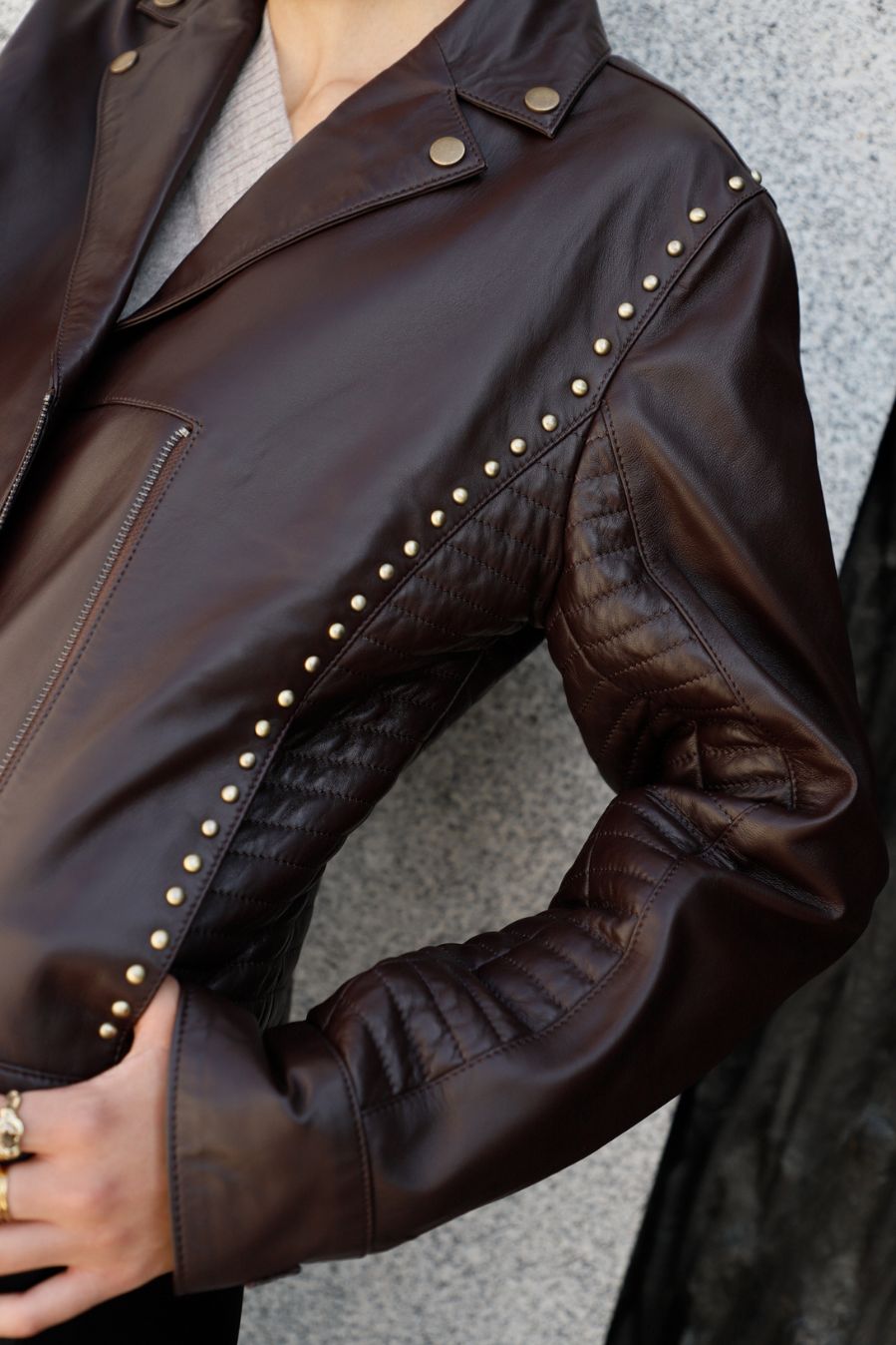 CHOCOLATE NAPA BIKER JACKET