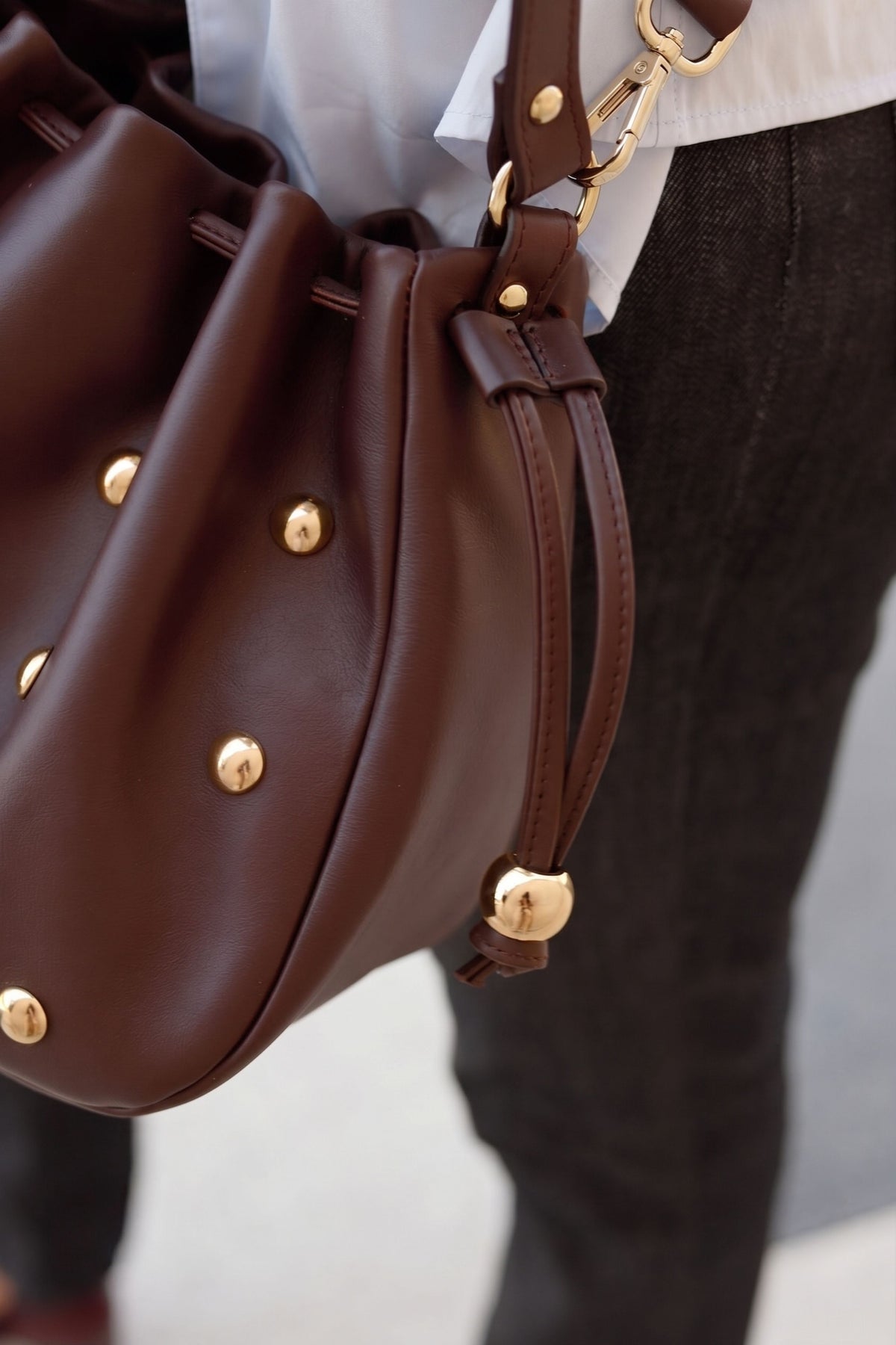 BURGUNDY STUDDED BAG