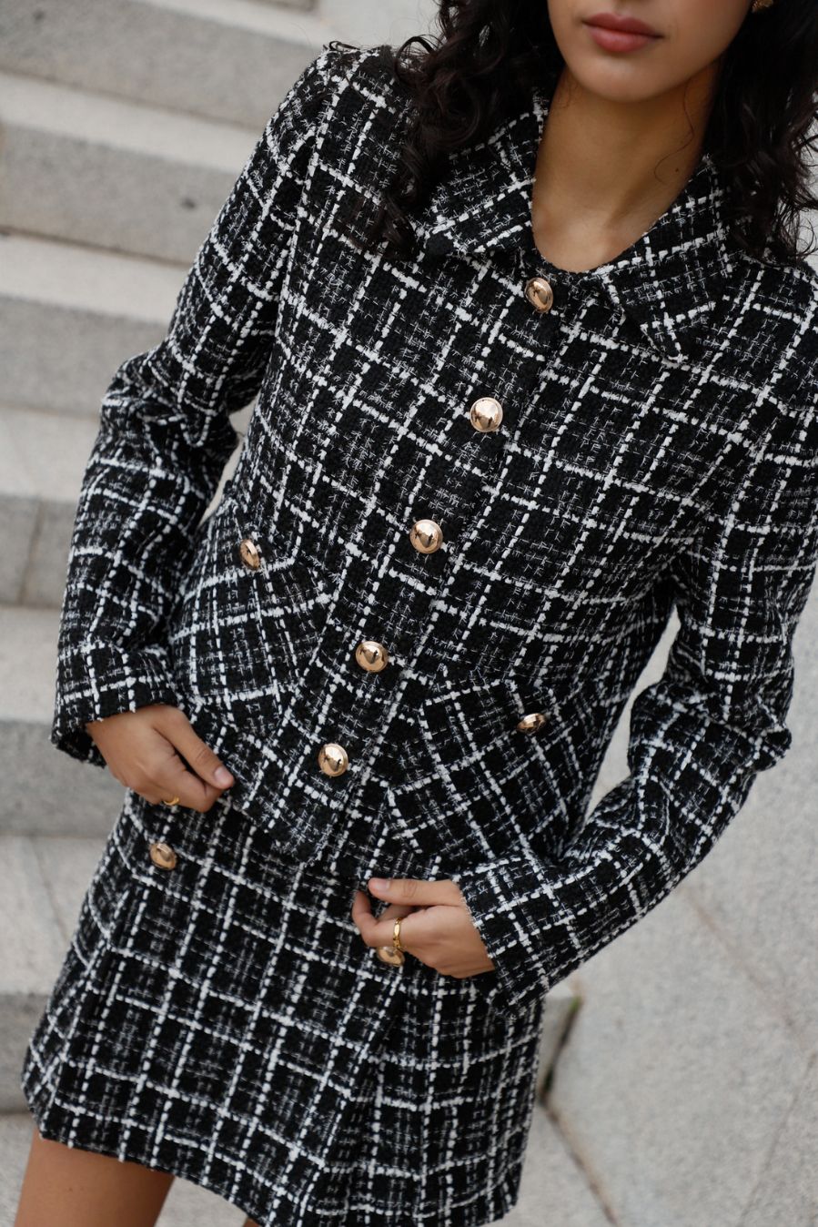 CHAQUETA TWEED NEGRA