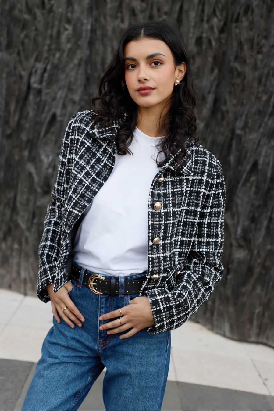 CHAQUETA TWEED NEGRA