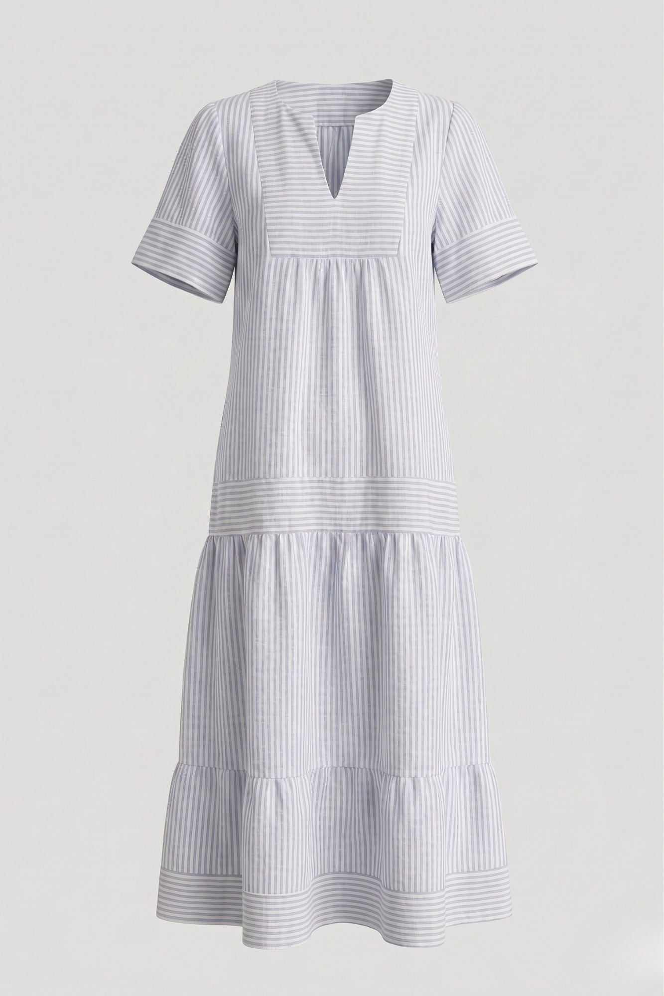 VESTIDO LINO RAYAS AZUL