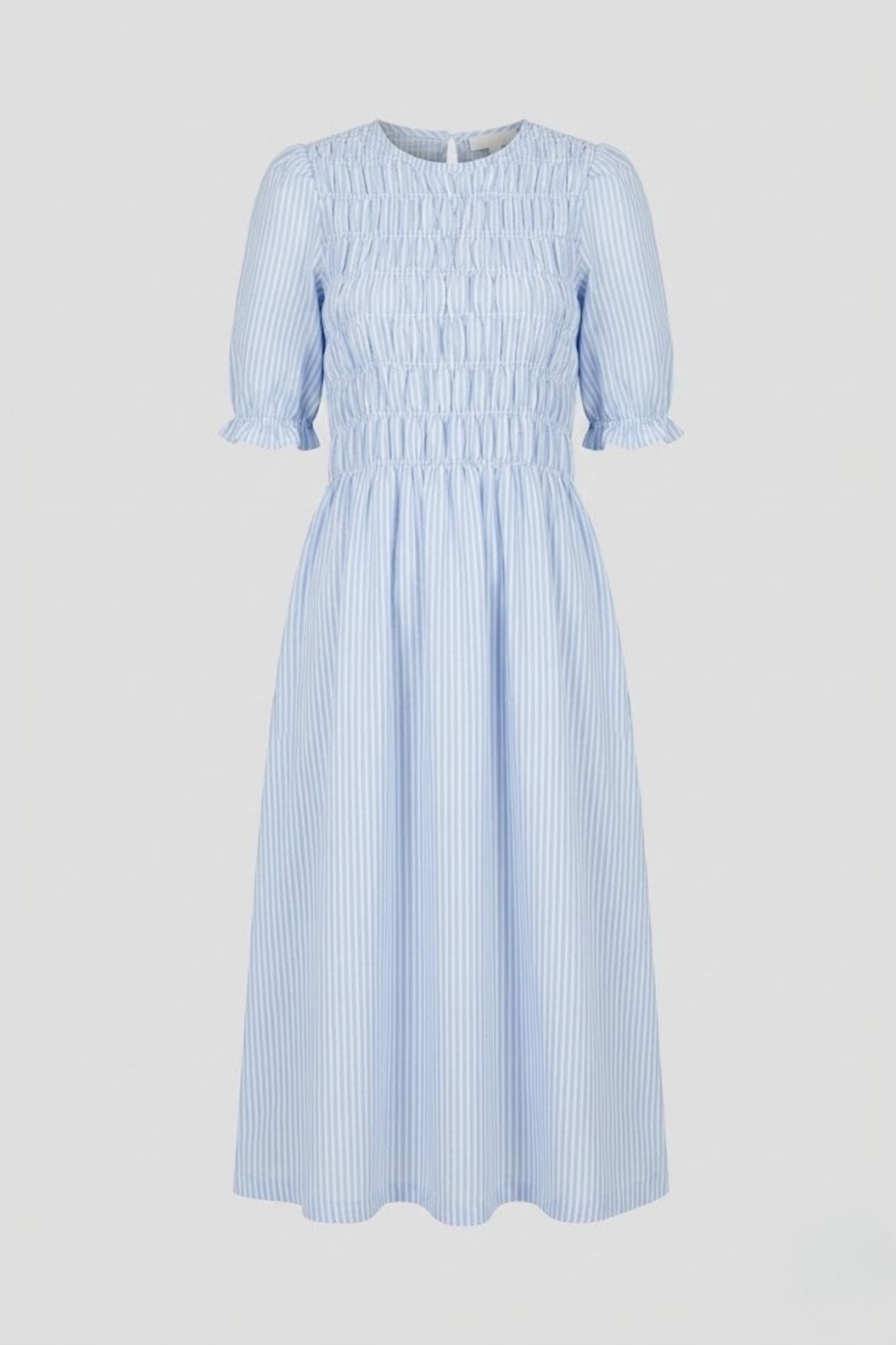 VESTIDO LINO MANGA FAROL AZUL