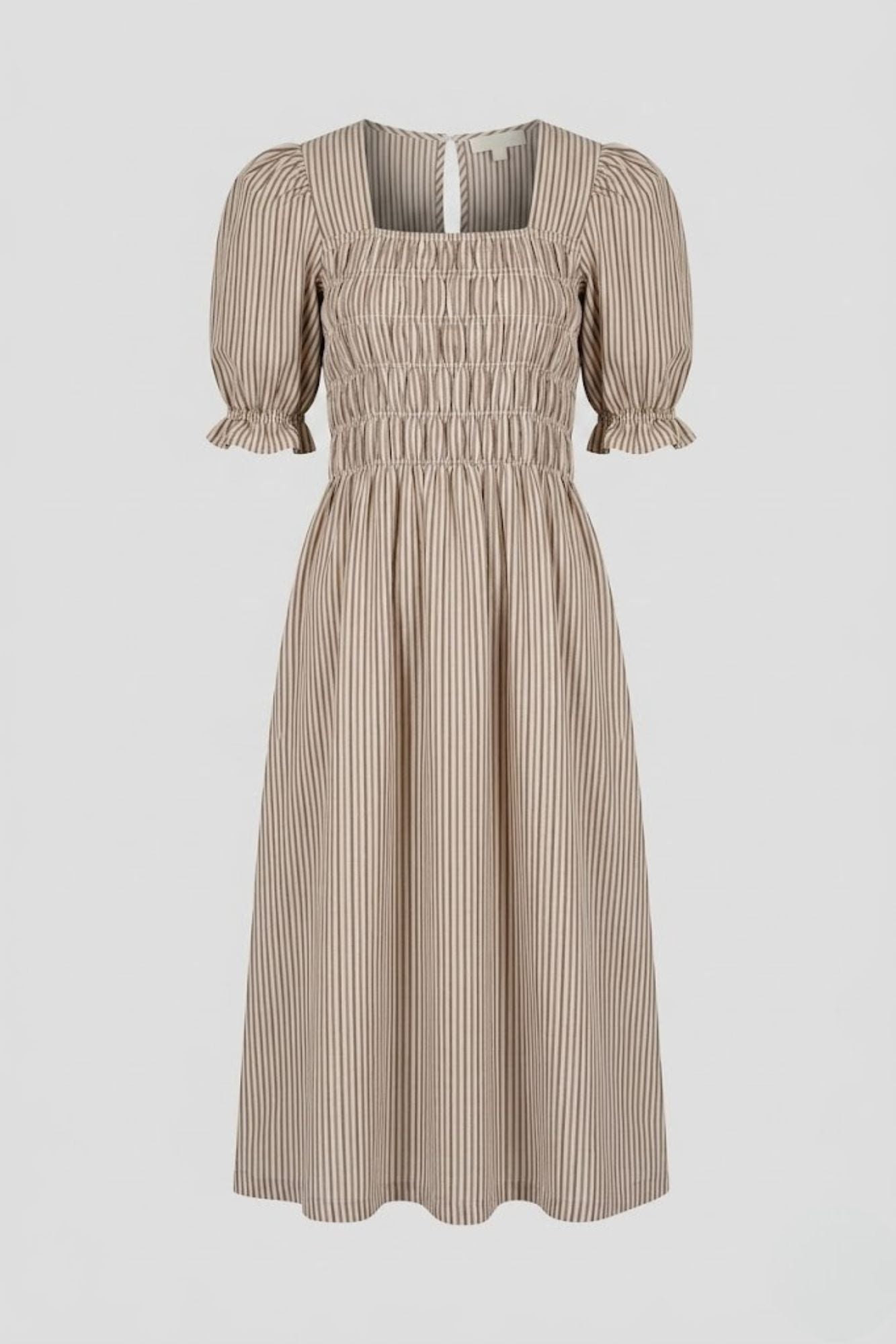ROBE EN LIN À RAYURES BLEUES