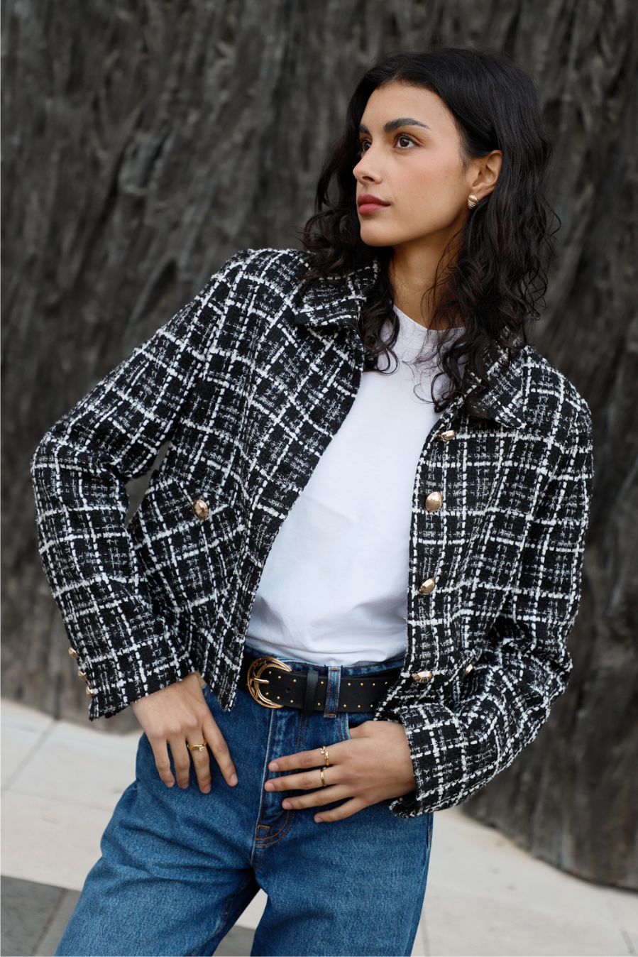 CHAQUETA TWEED NEGRA