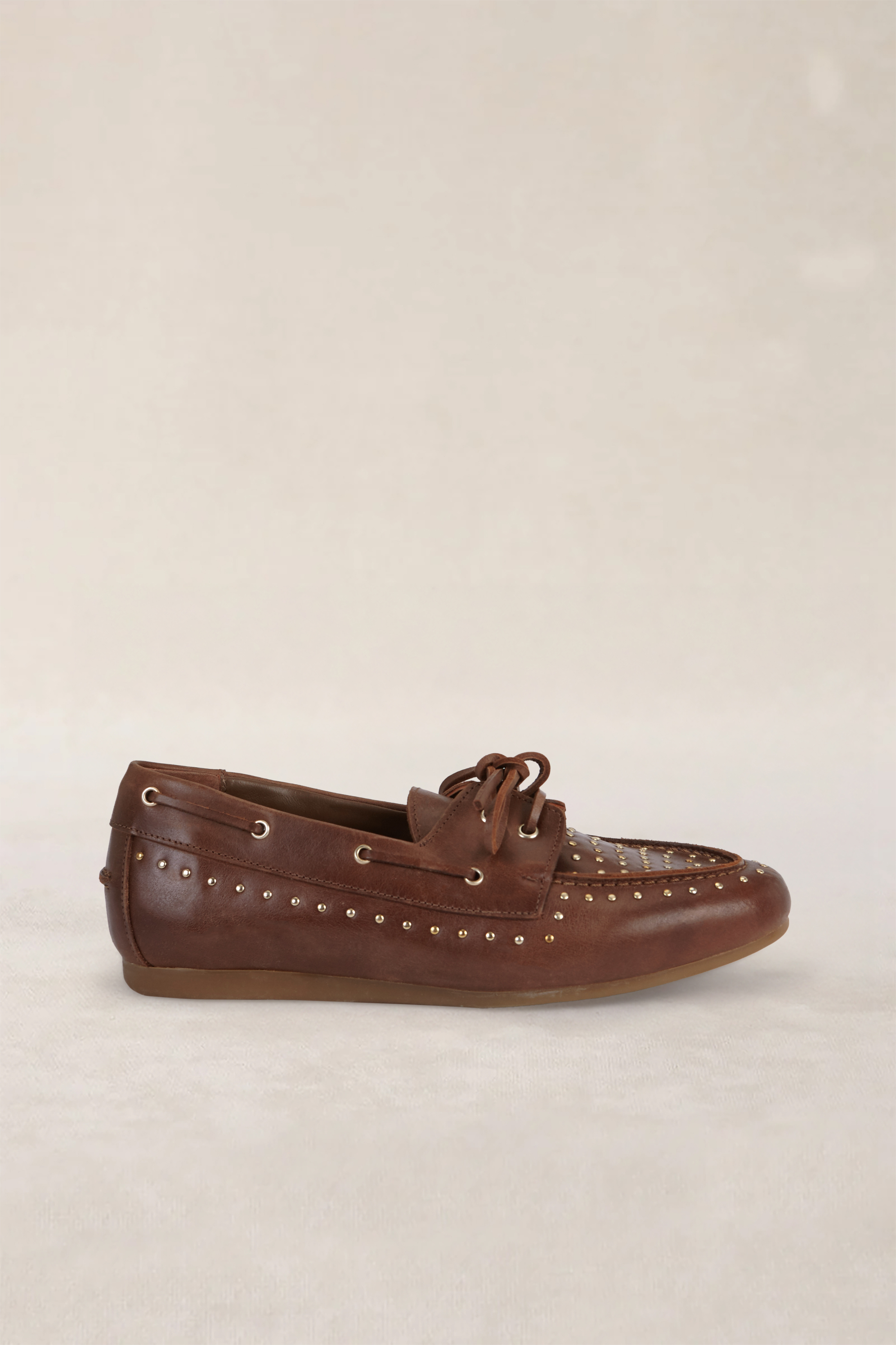 T-BAR LOAFER WITH CHOCOLATE STUDS 2CM