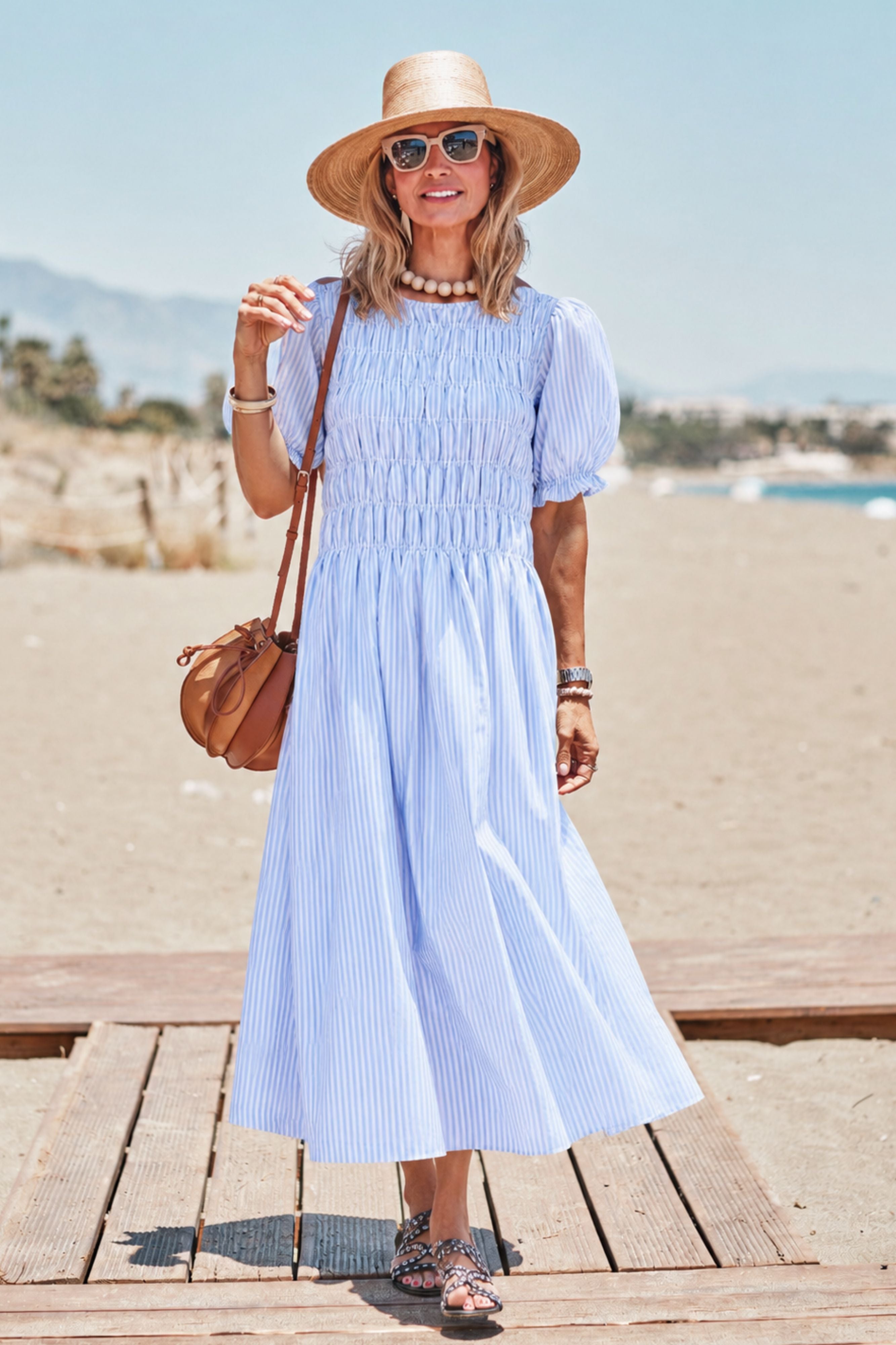 VESTIDO LINO MANGA FAROL AZUL