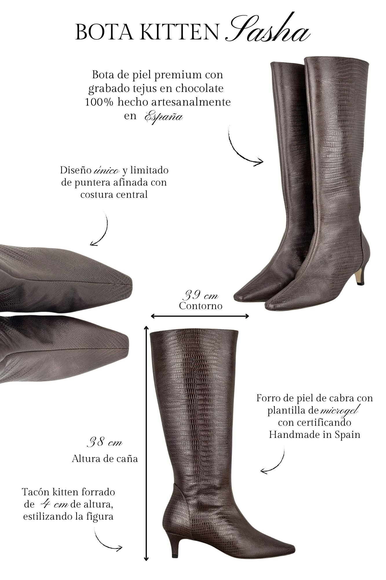 BOOT HIGH SASHA CHOCOLATE 4CM