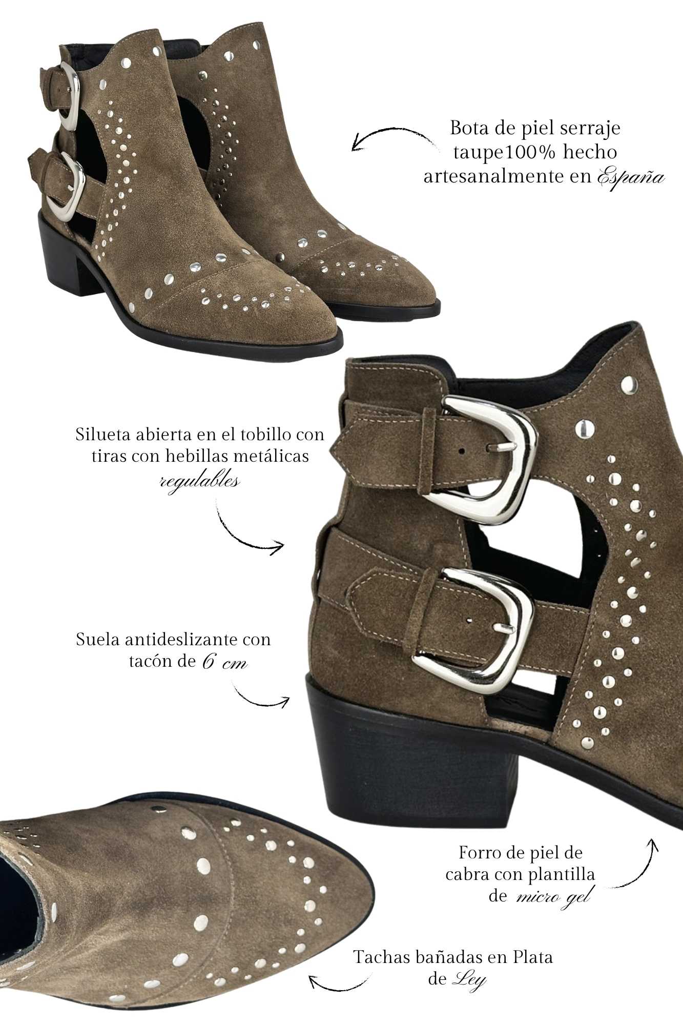 Bottines Alexa en daim taupe 5 cm