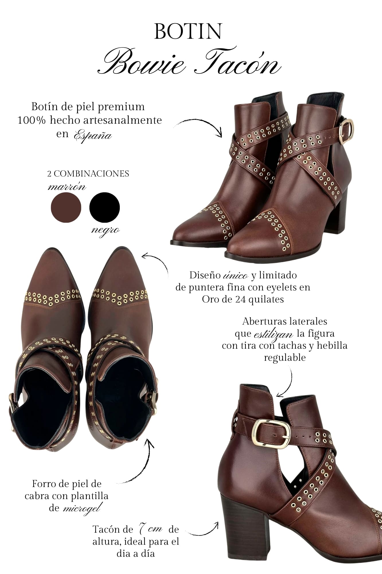 BROWN BOWIE WITH 7CM HEEL