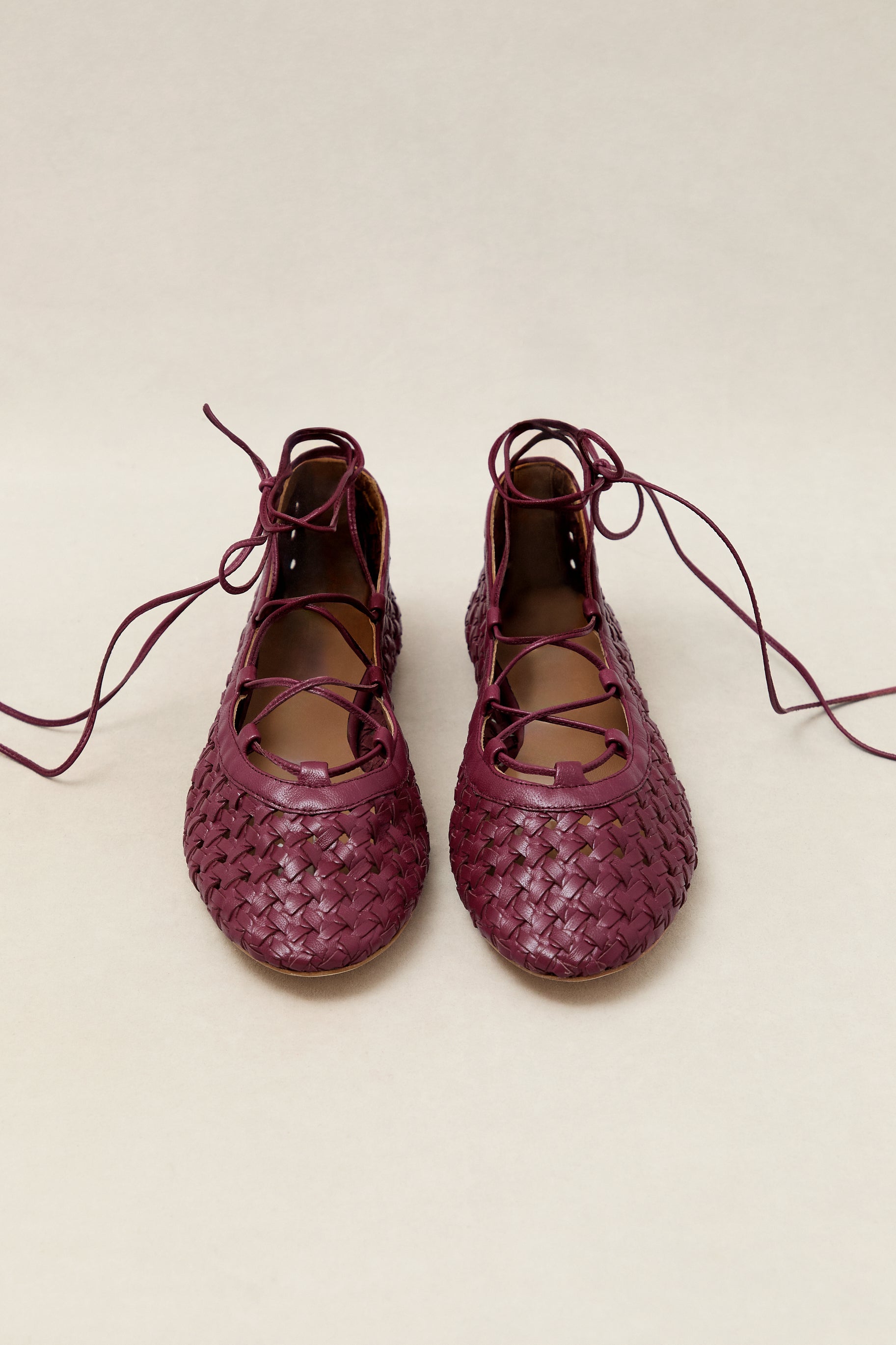 SIENNA BRAIDED BALLERINA BORDEAUX 1CM