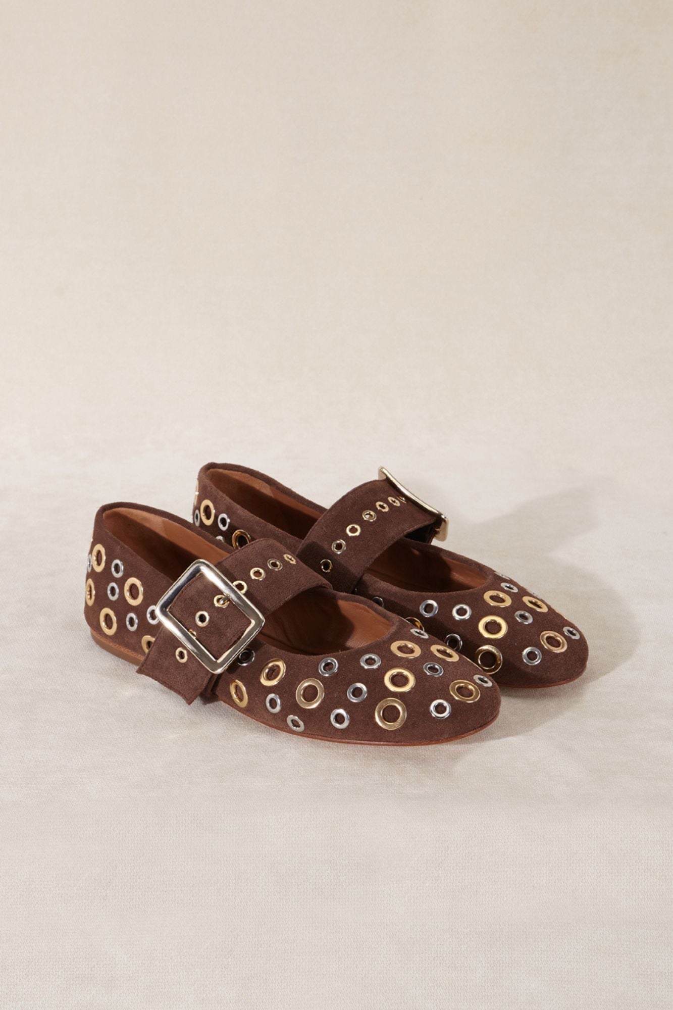 ROCK STUDS SUEDE BALLET FLAT 1CM