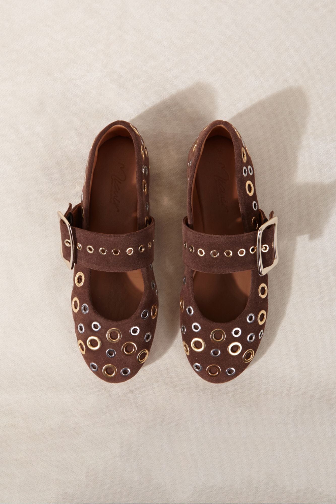 ROCK STUDS SUEDE BALLET FLAT 1CM