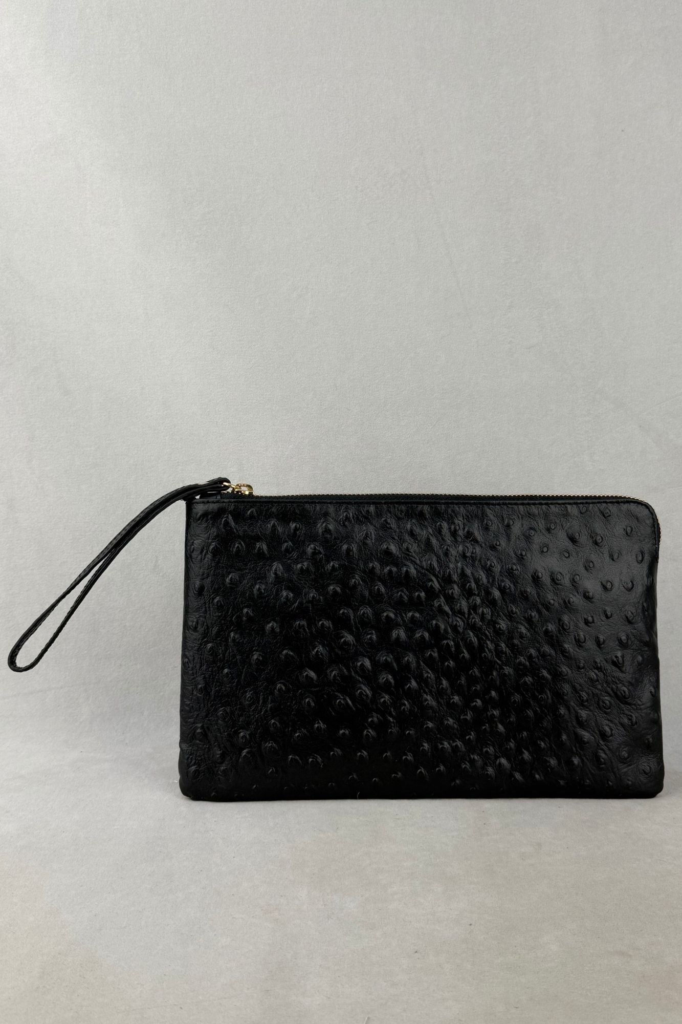 BLACK OSTRICH LEATHER HANDBAG SS