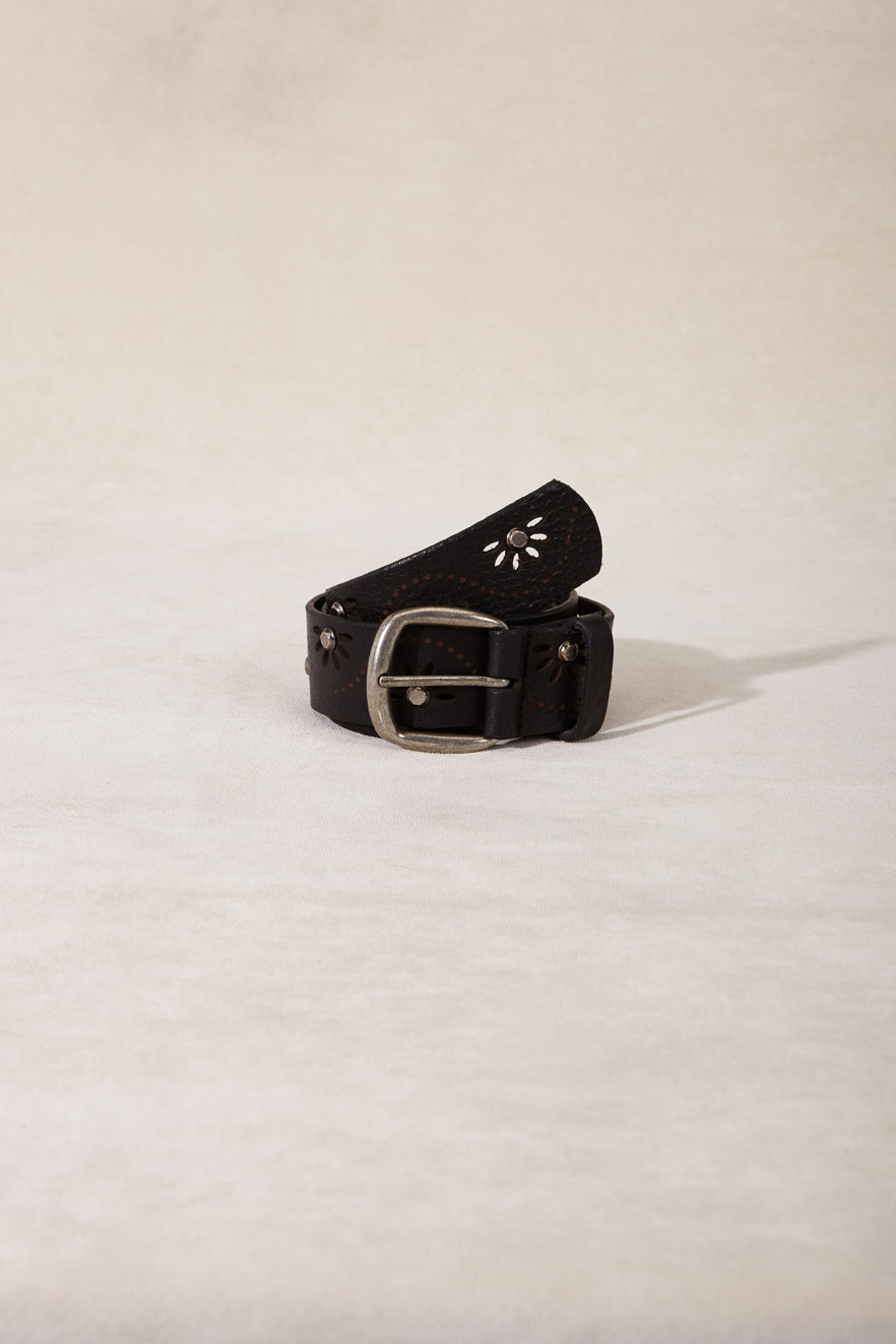 CINTURON FLOR TACHAS NEGRO