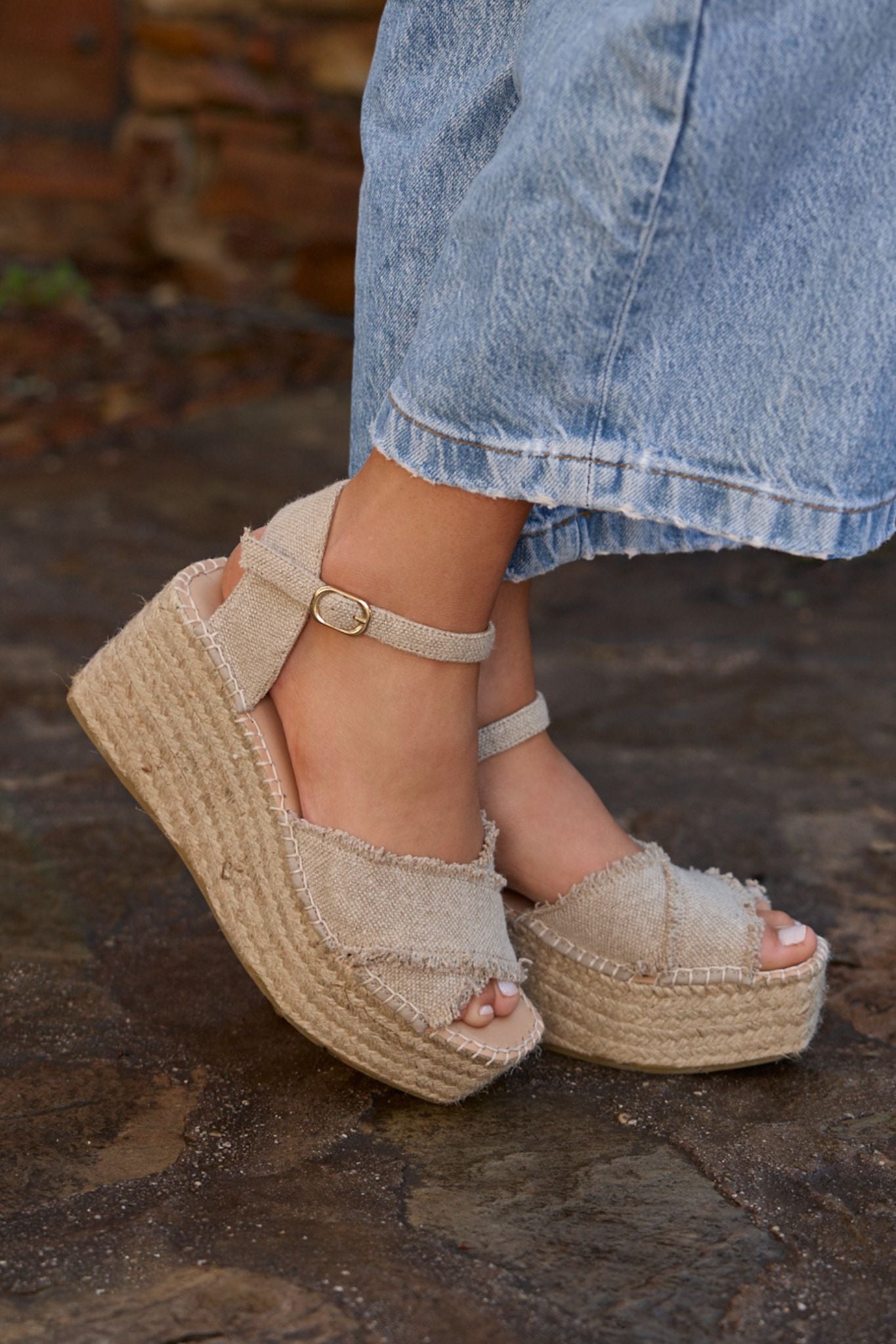 TATI LINEN BEIGE 8CM