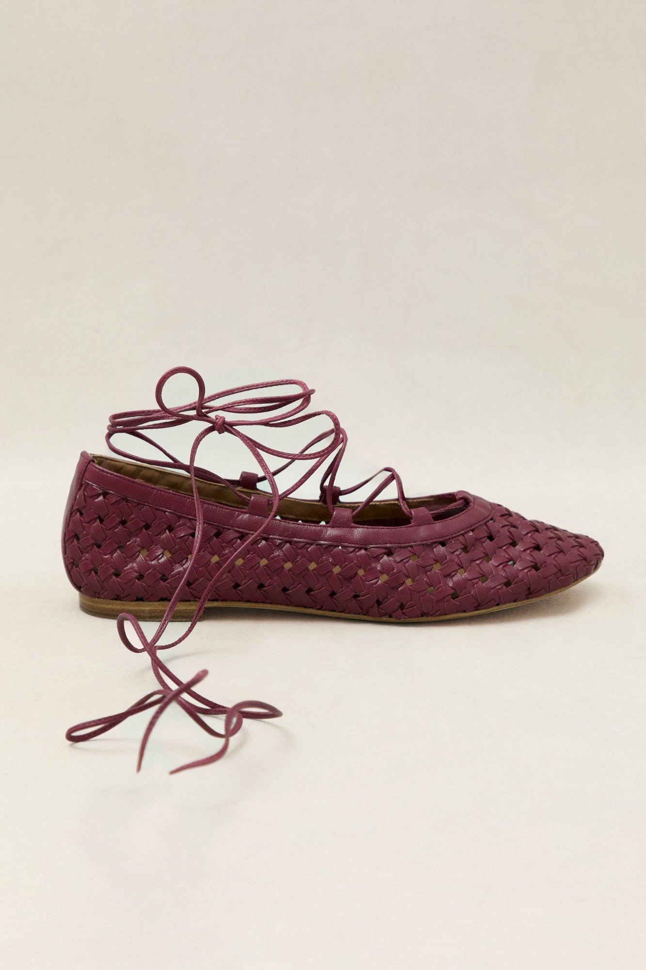 SIENNA BRAIDED BALLERINA BORDEAUX 1CM