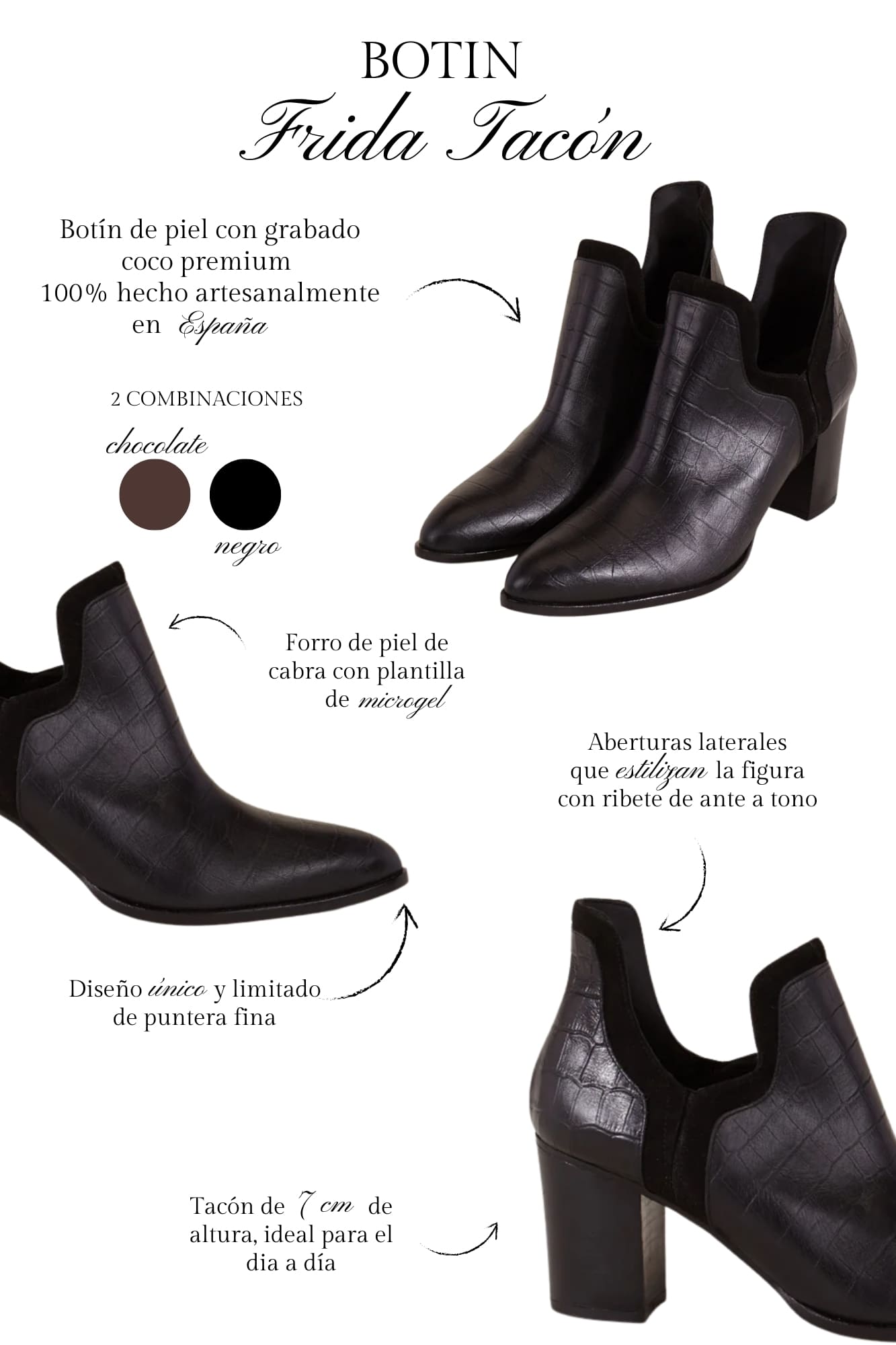 FRIDA BOOTS COCO BLACK HEEL 7CM
