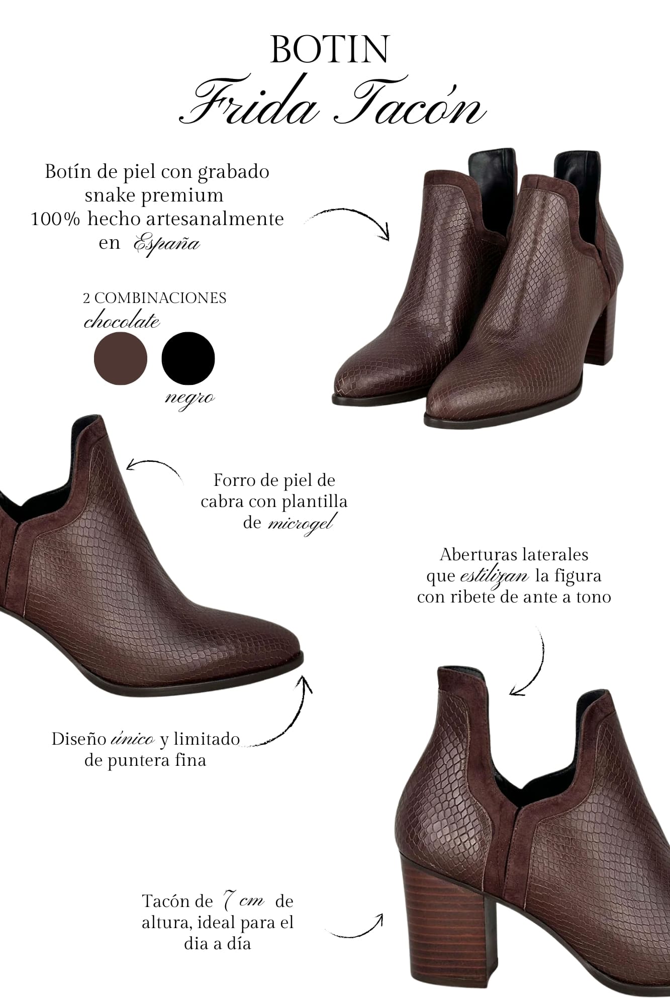 FRIDA SNAKE CHOCOLATE HEEL 7CM