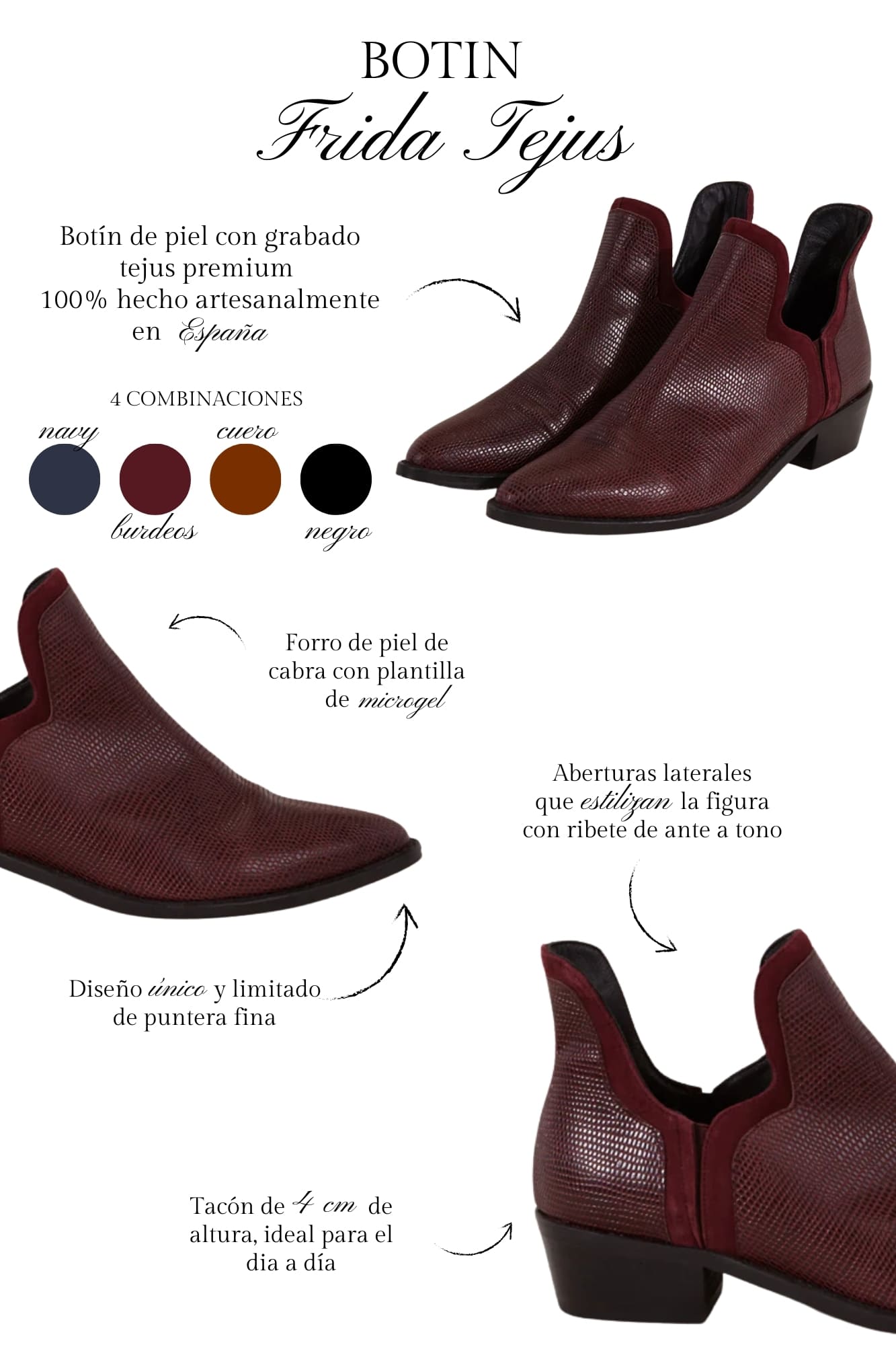 FRIDA TEJUS BURDEOS 4CM