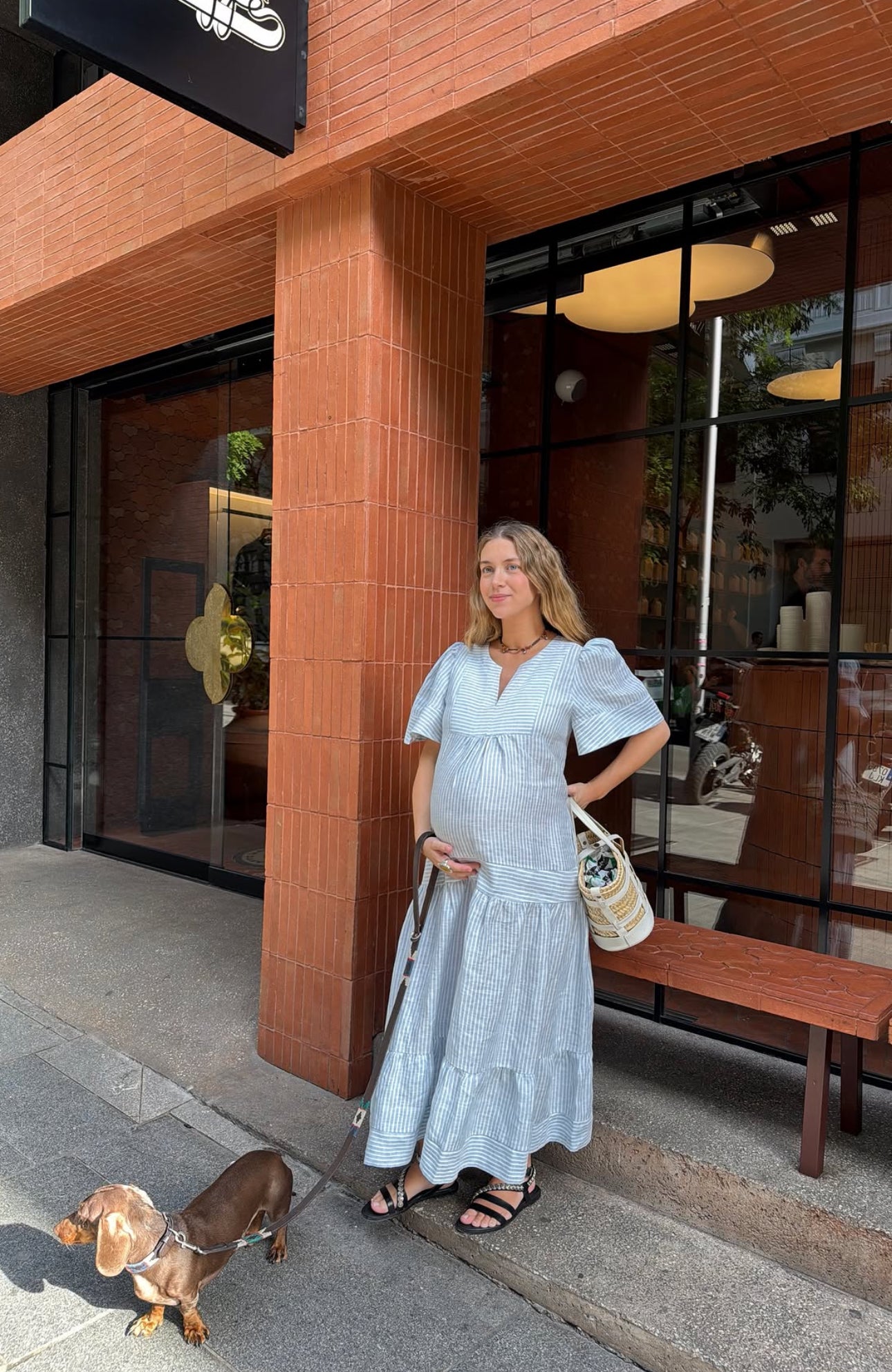 ROBE EN LIN À RAYURES BLEUES