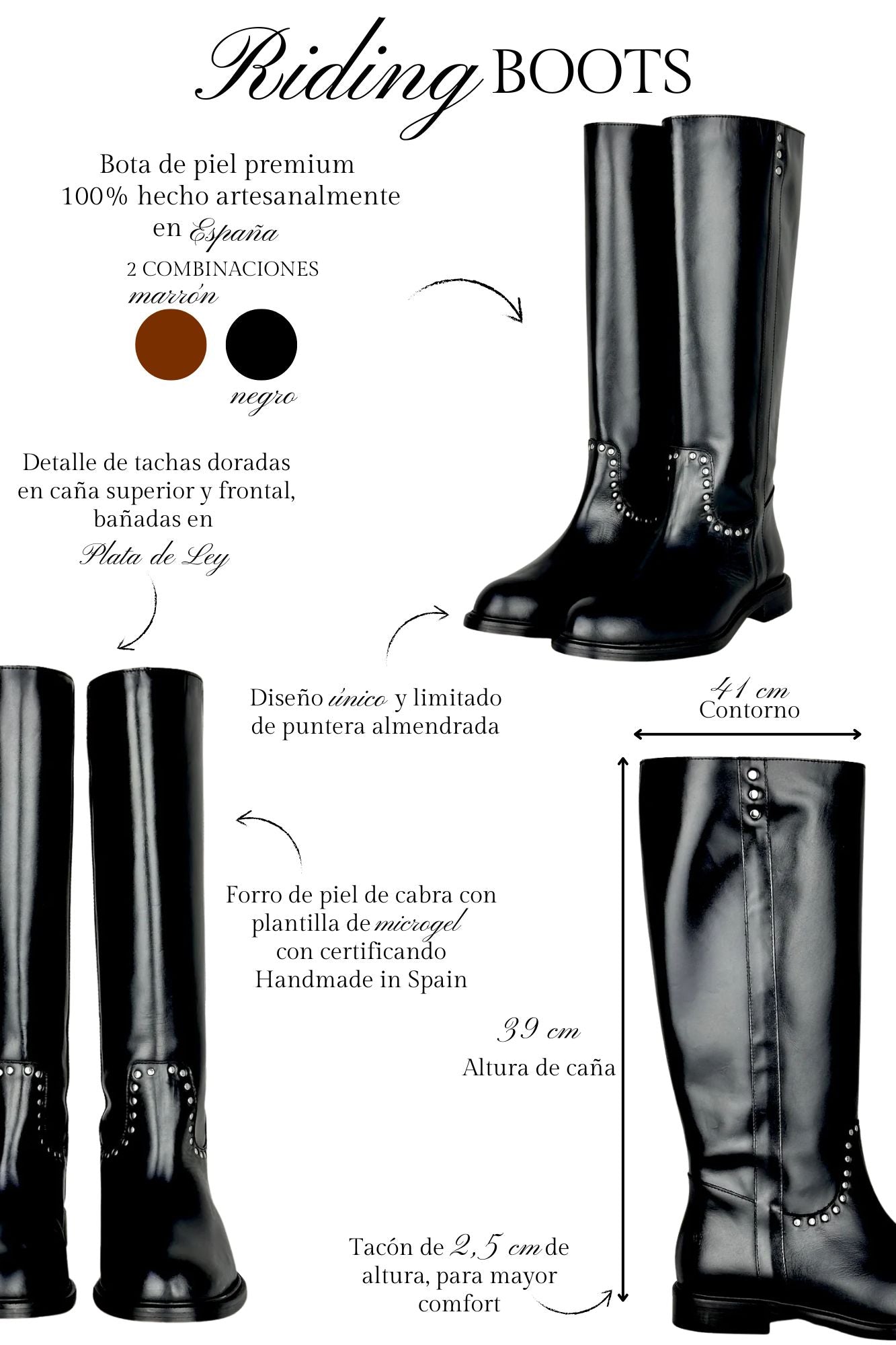 BOTA RIDING NEGRO 2.5CM