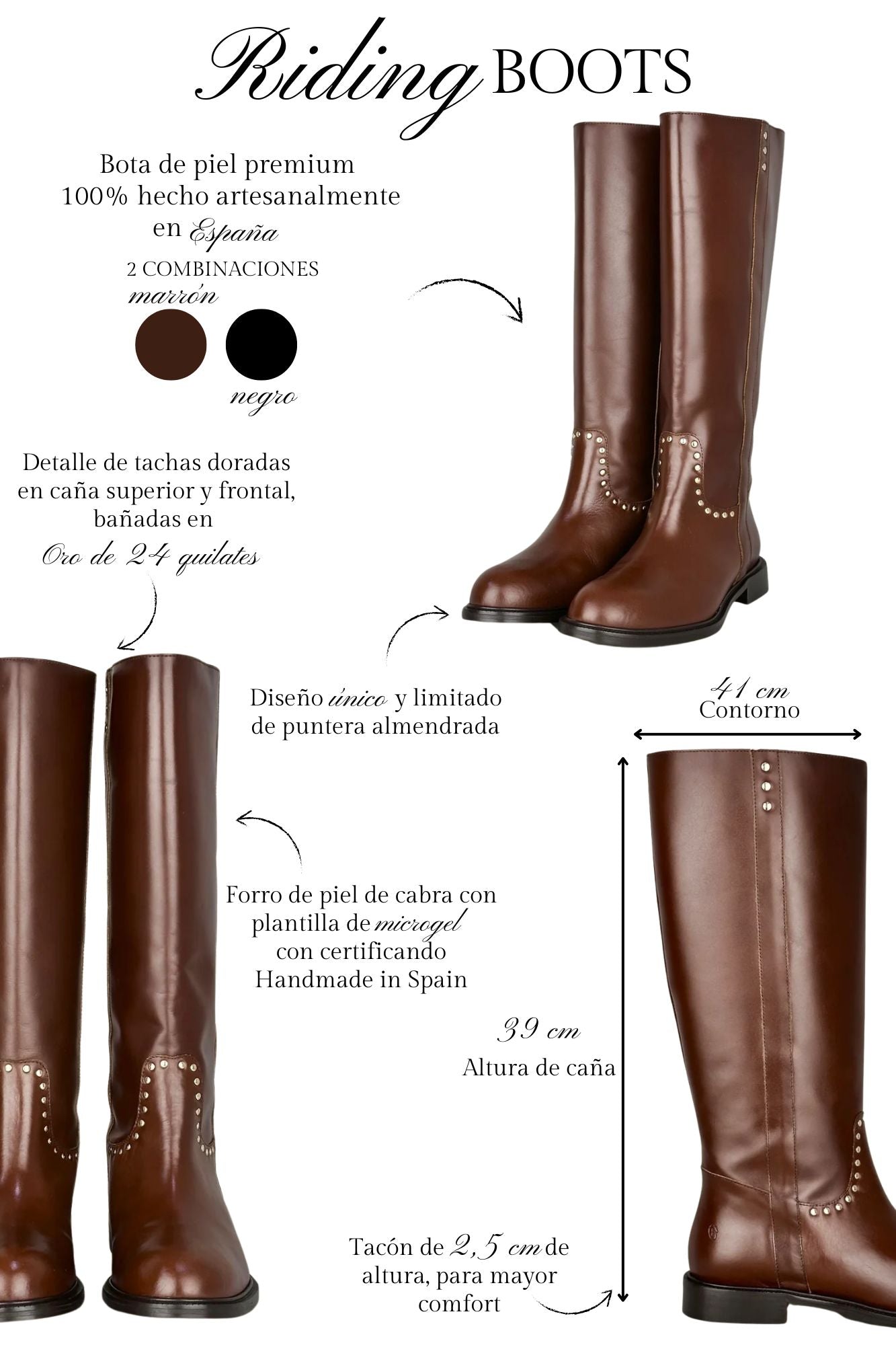 BOTTE D'ÉQUITATION MARRON 2,5 CM