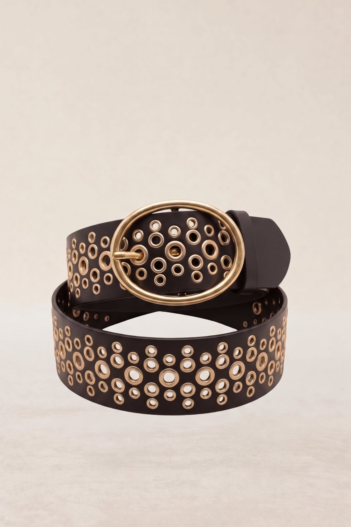 CEINTURE PUNK À CLOUS CHOCOLAT