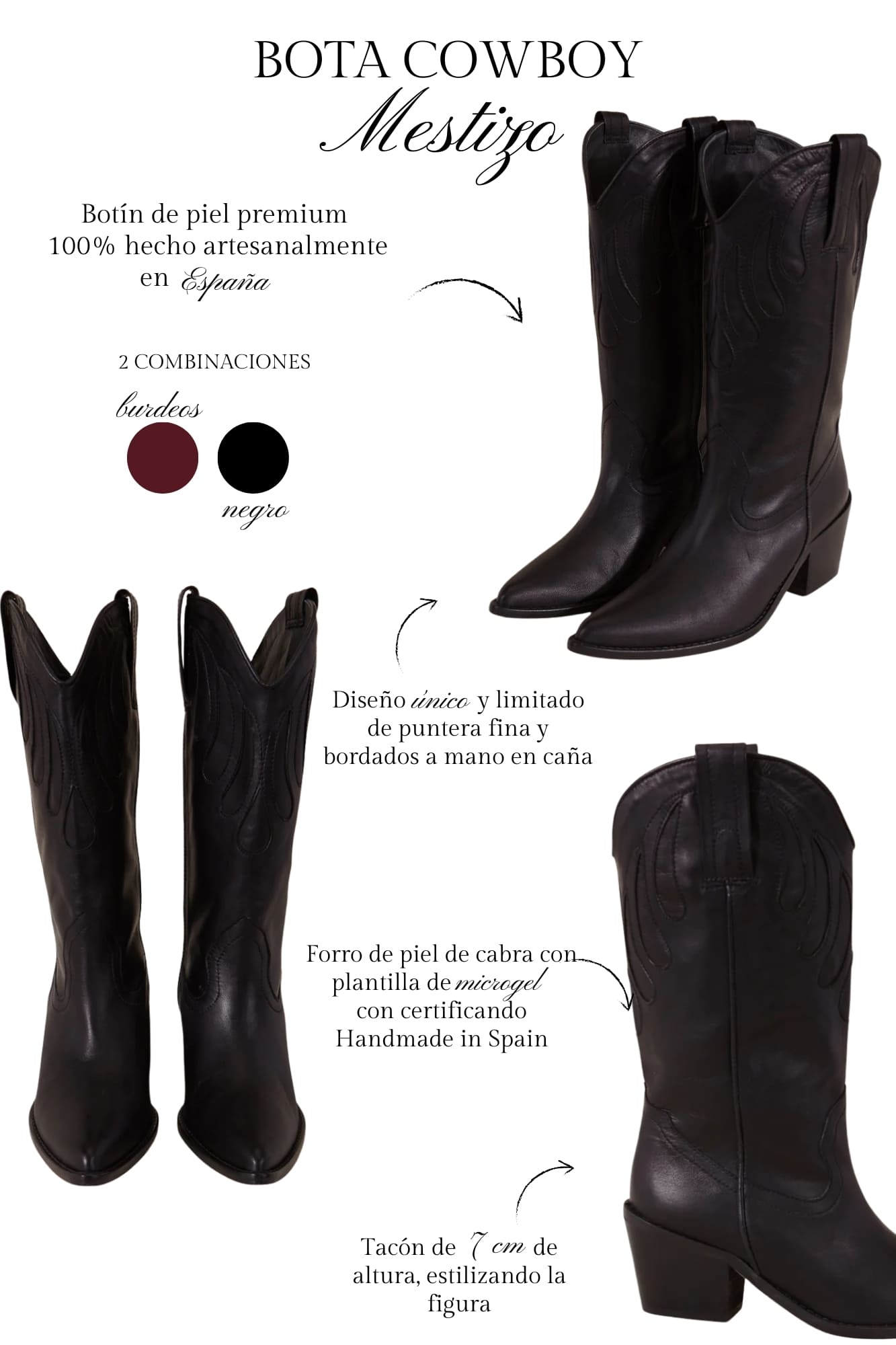 Bottes MESTIZO noires 7 cm