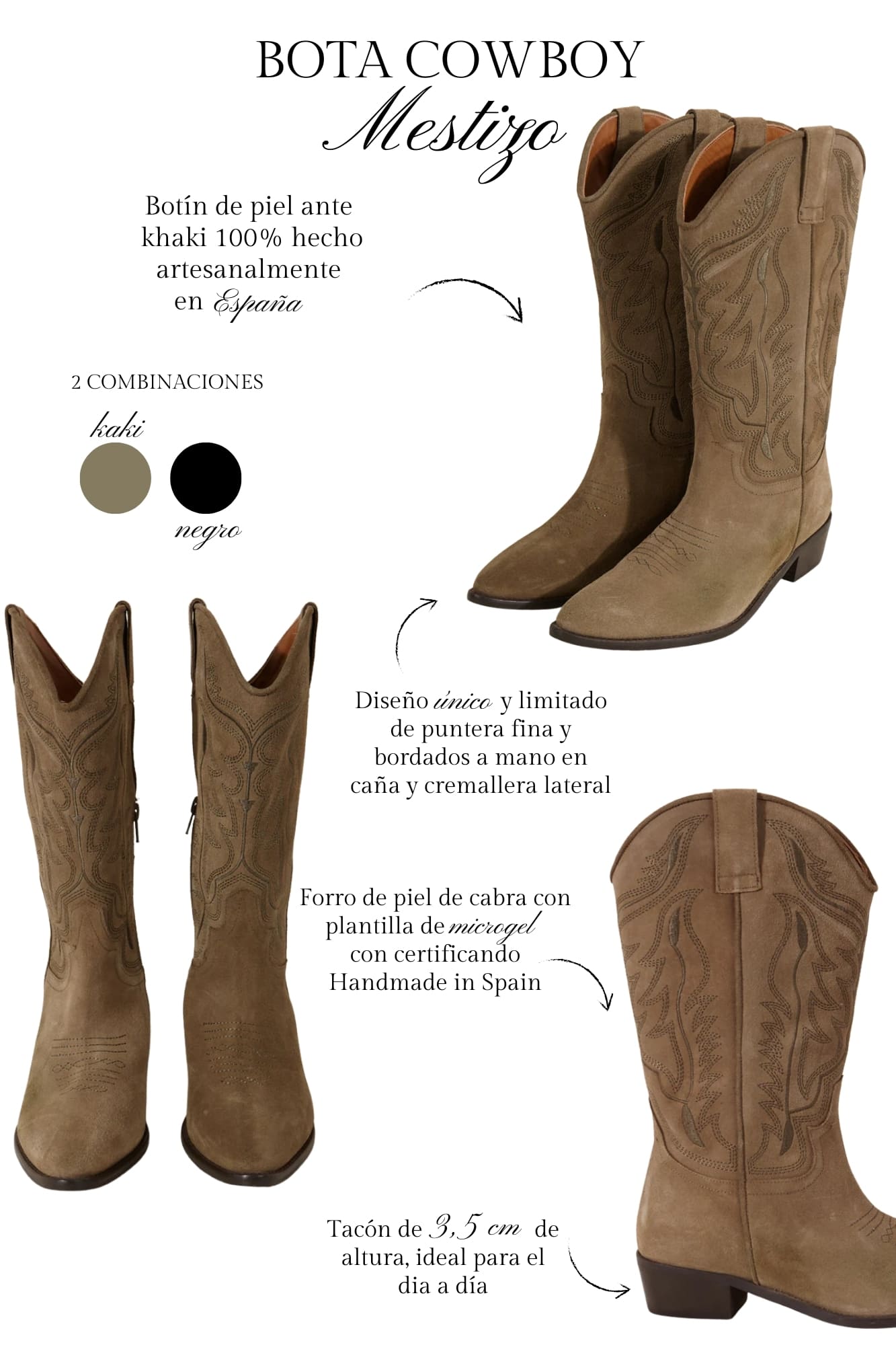 MESTIZO BOOTS KHAKI 3.5CM