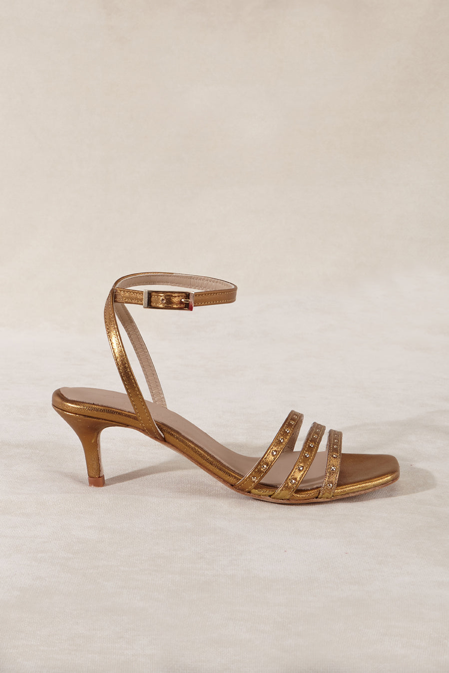 JIMENA GOLD KITTEN SANDAL 5CM