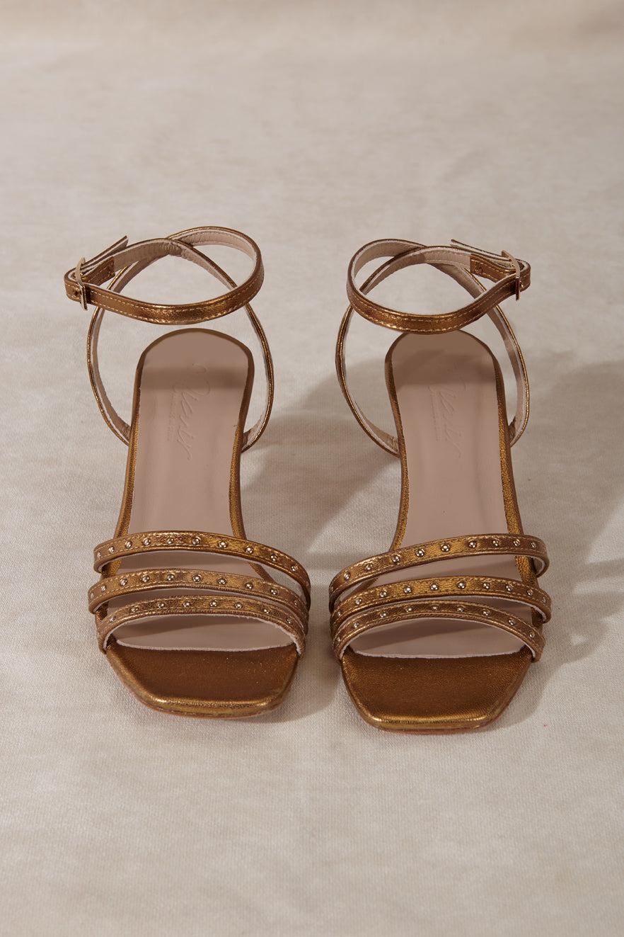 JIMENA GOLD KITTEN SANDAL 5CM