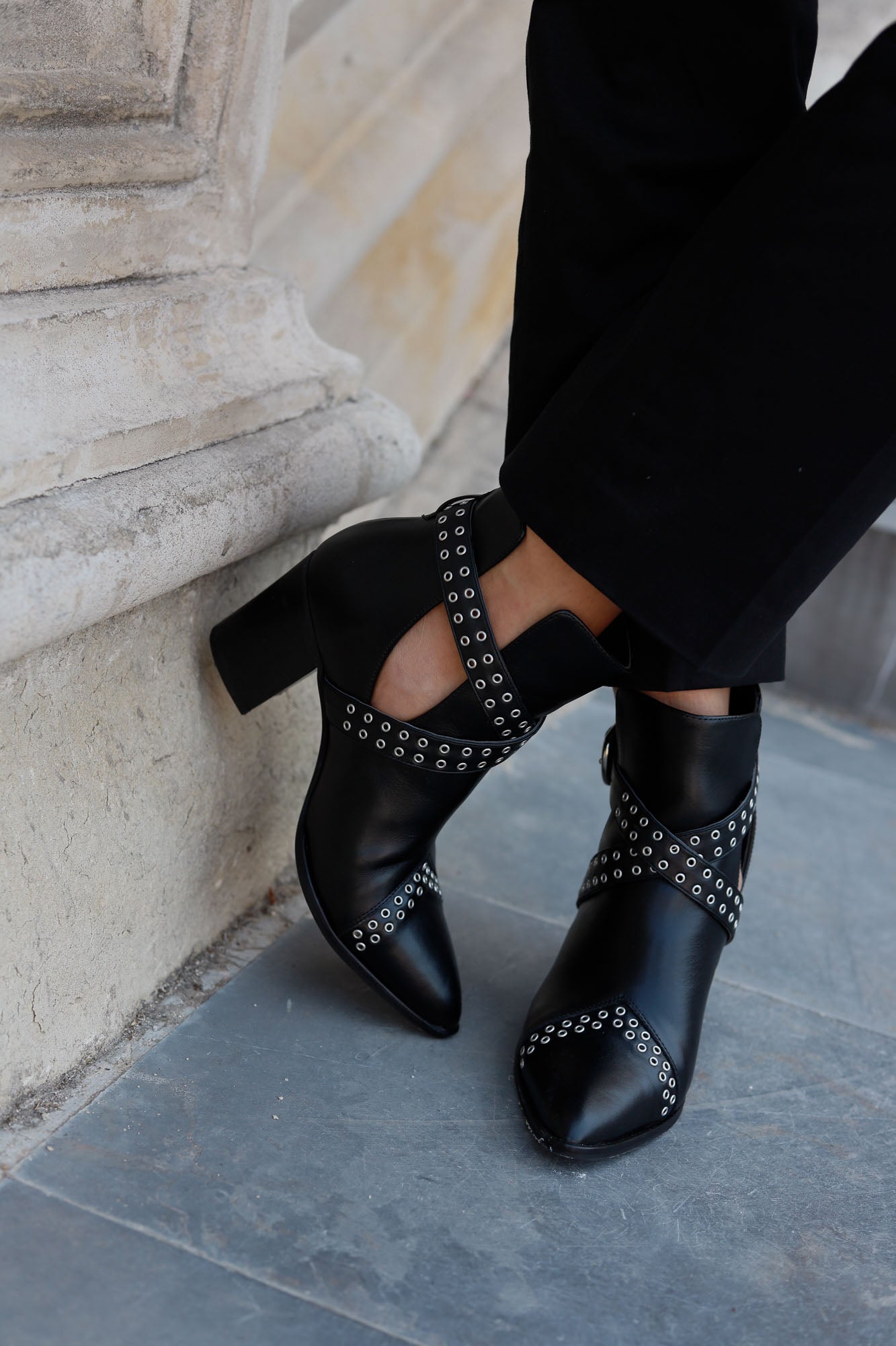 BOWIE BLACK 7CM HEEL