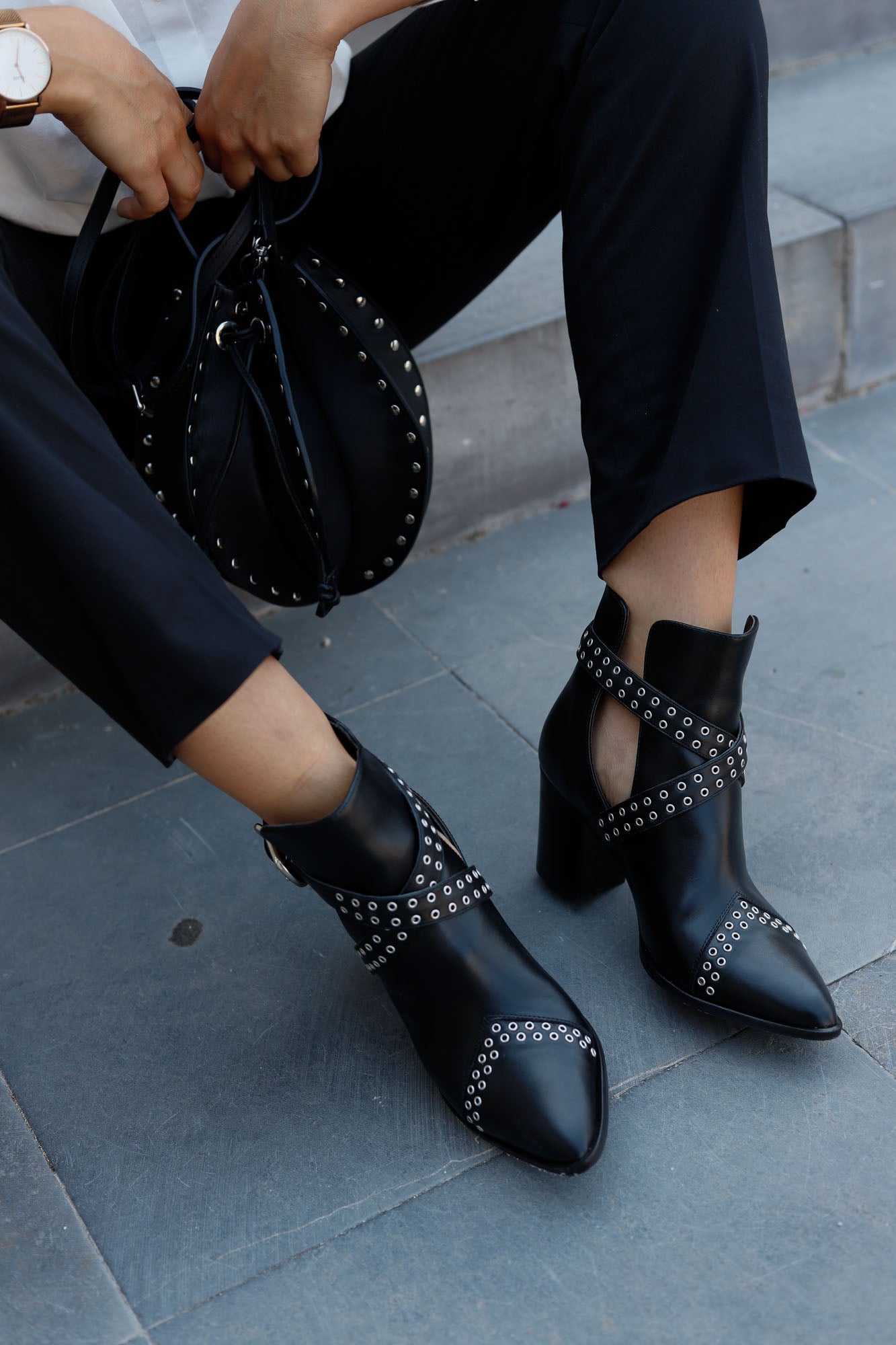 BOWIE BLACK 7CM HEEL