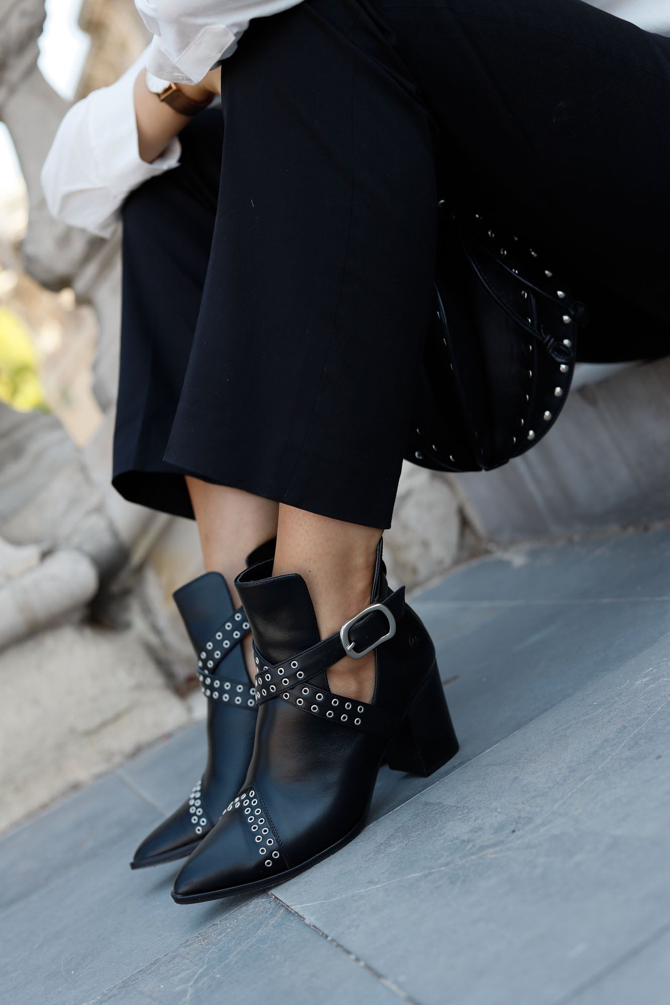 BOWIE BLACK 7CM HEEL