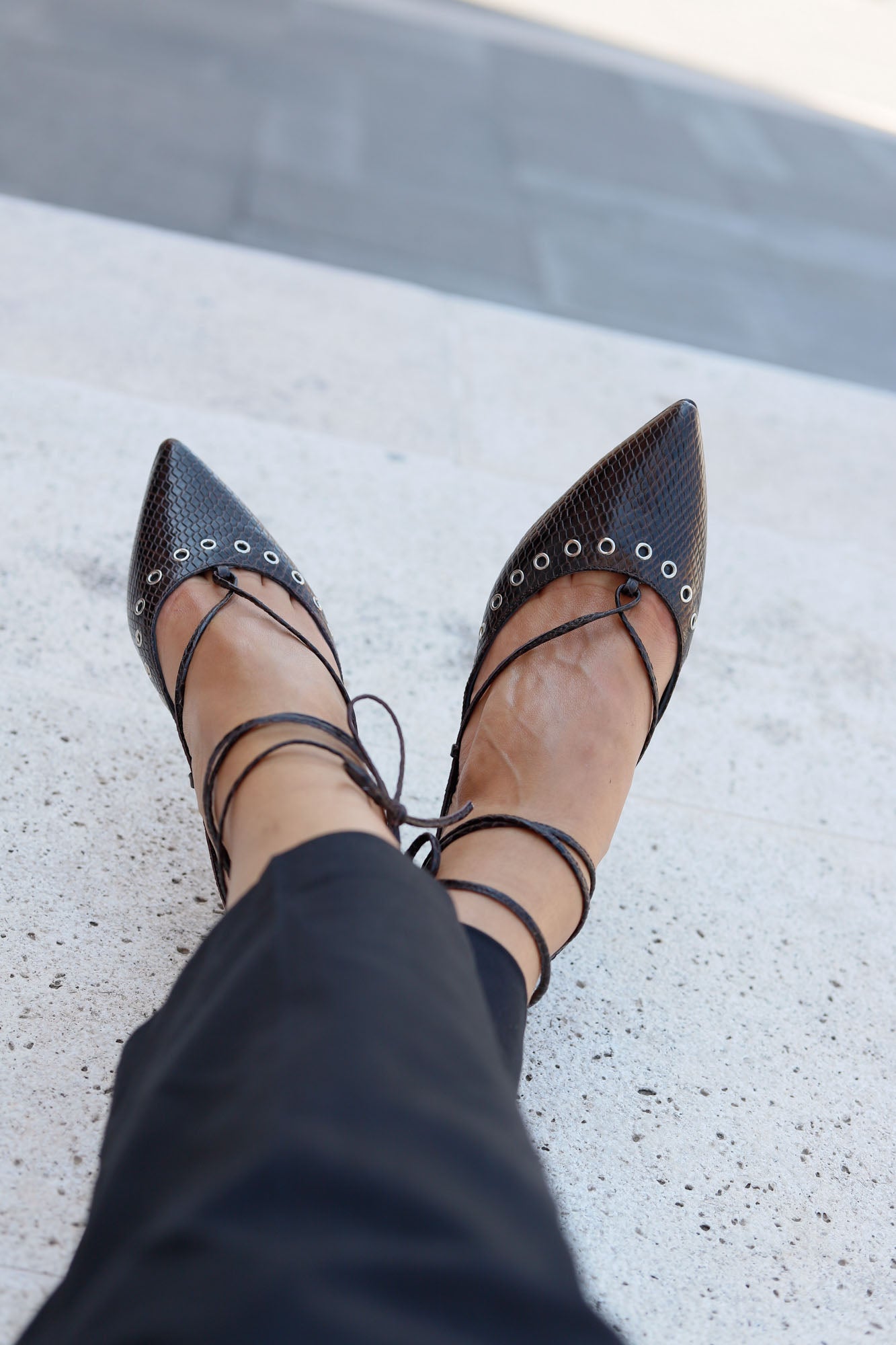 BAILARINA LACE UP SNAKE MARRON 1CM