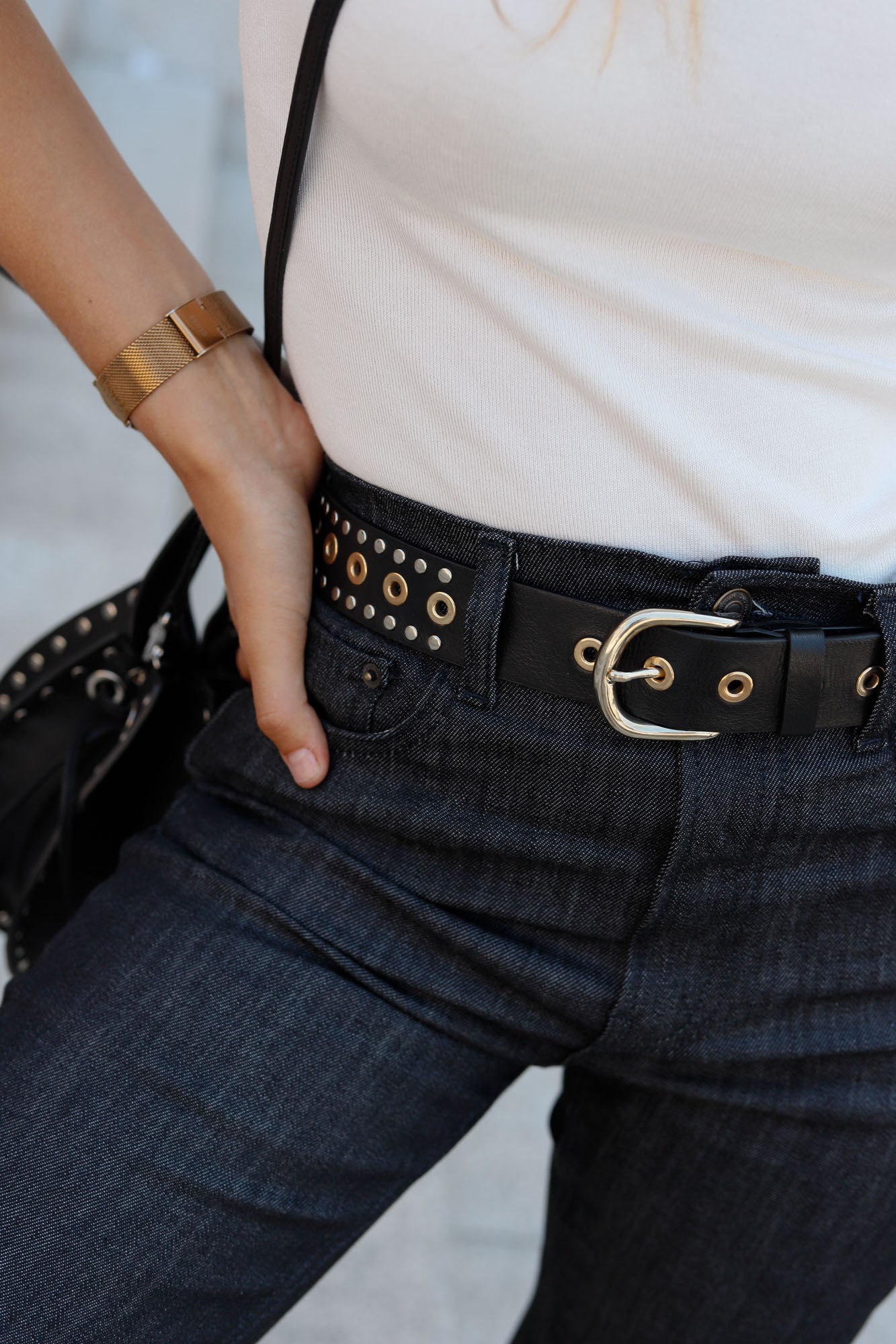 CINTURON ROCKER NEGRO TACHAS