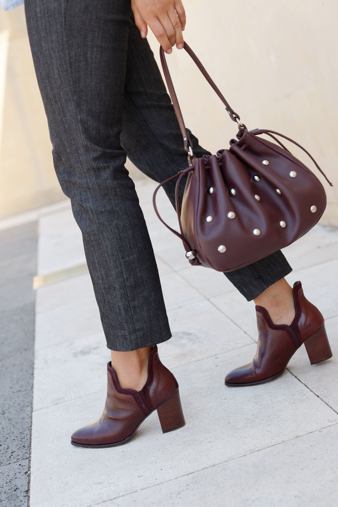 FRIDA TEJUS BURGUNDY HEEL 7CM