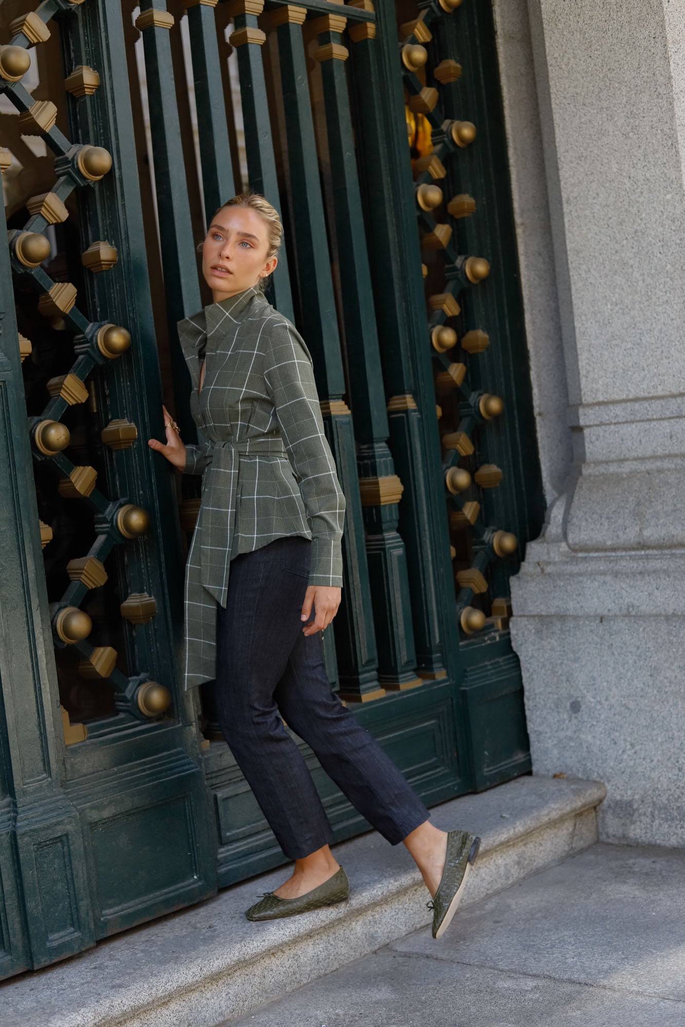 BAILARINA MOCARINA TRENZADA KHAKI 1CM