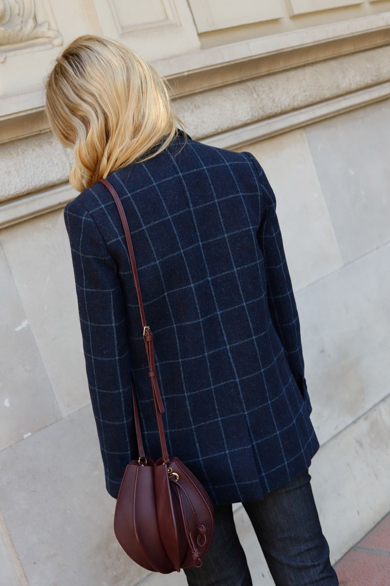 BLUE CHECKERED WOOL BLAZER