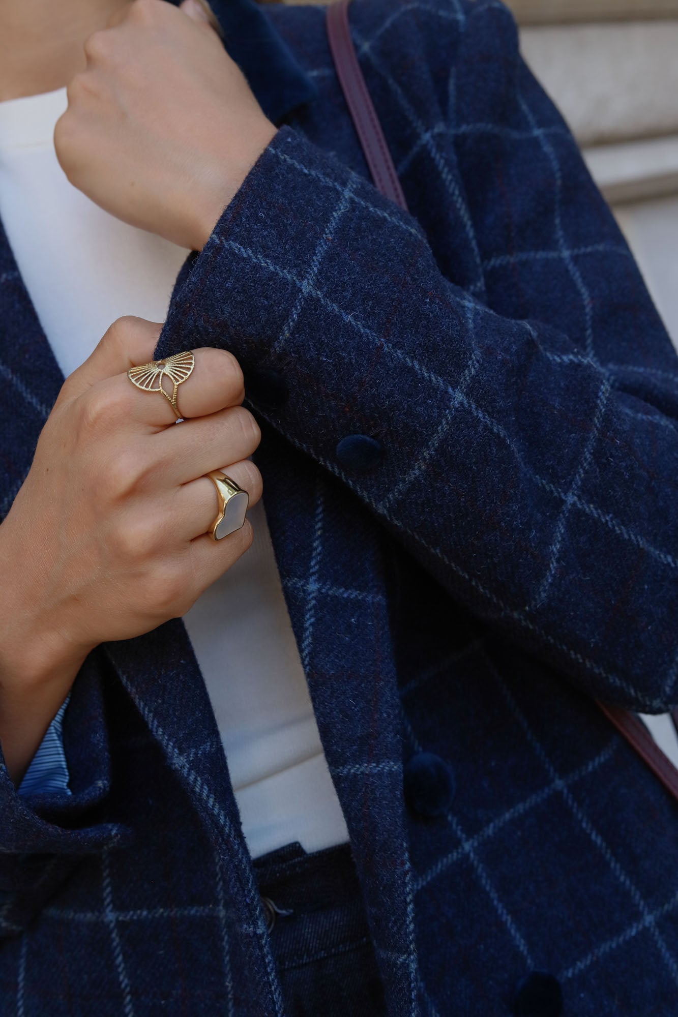 BLUE CHECKERED WOOL BLAZER