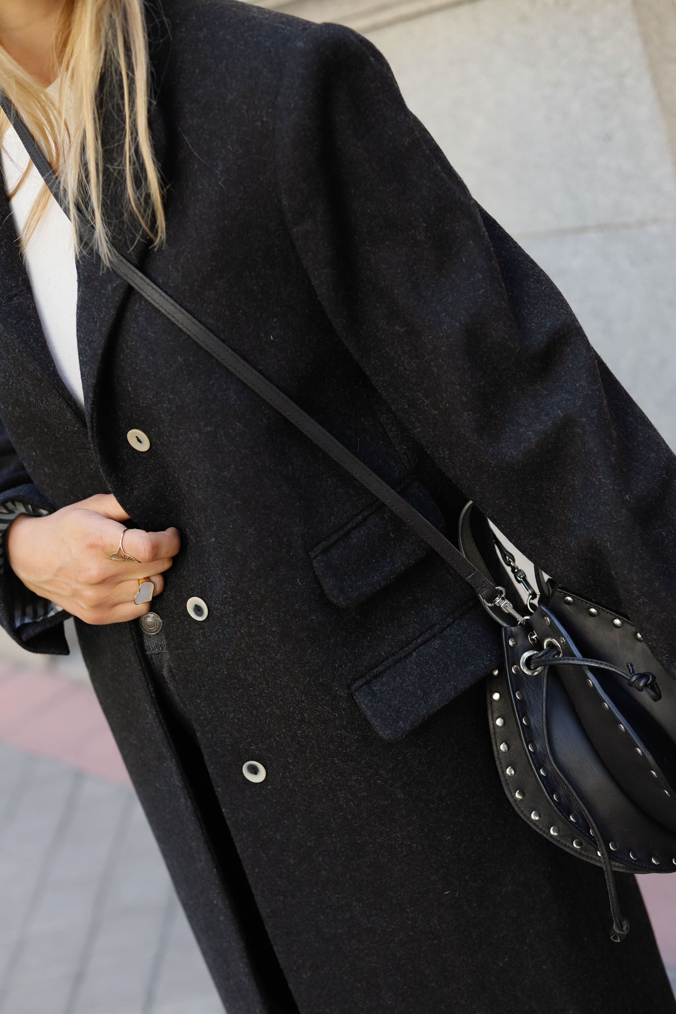 LONG MANTEAU EN LAINE, GRIS MARENGO