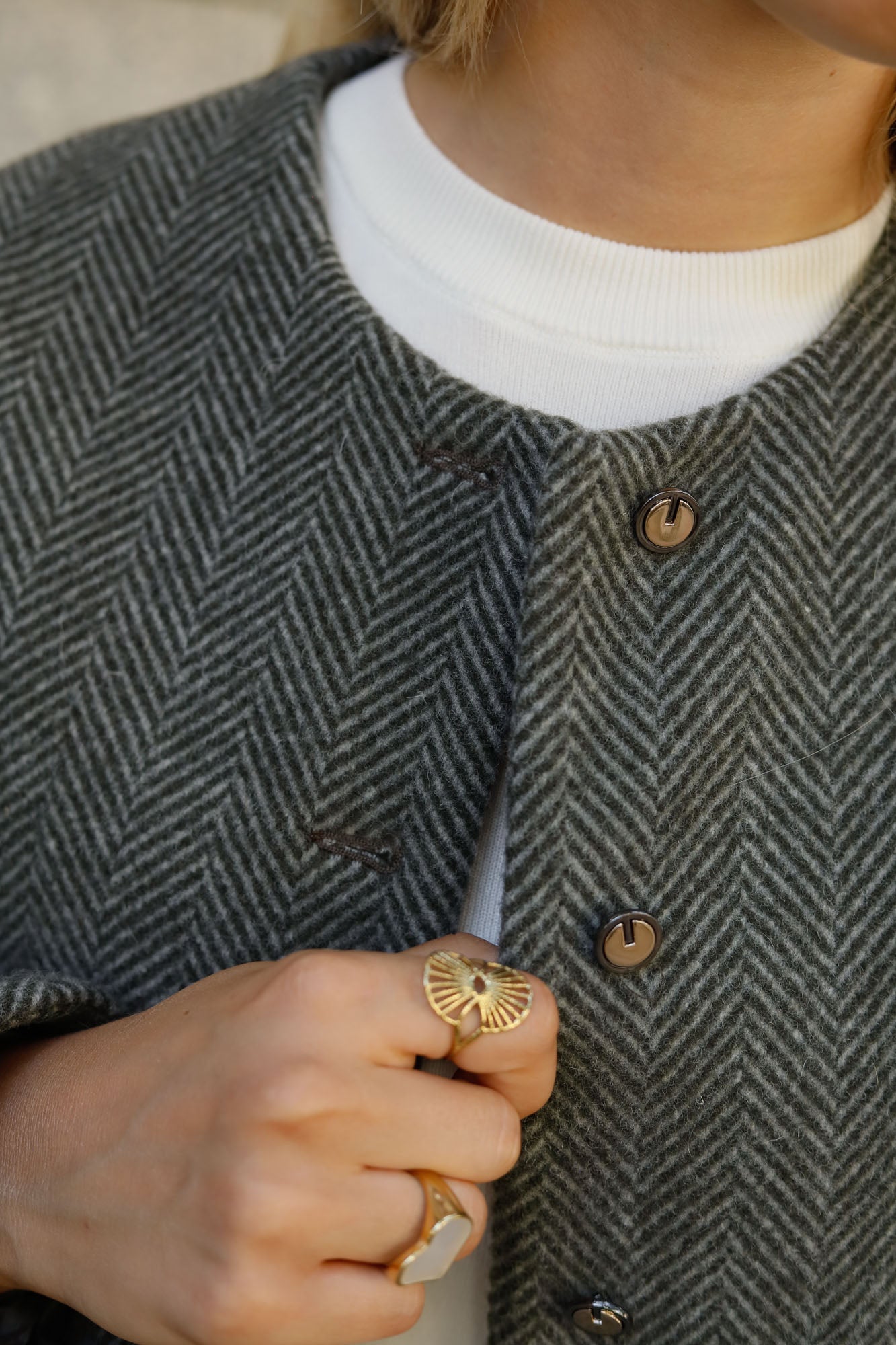 GREEN HERRINGBONE WOOL AUSTRIAN JACKET