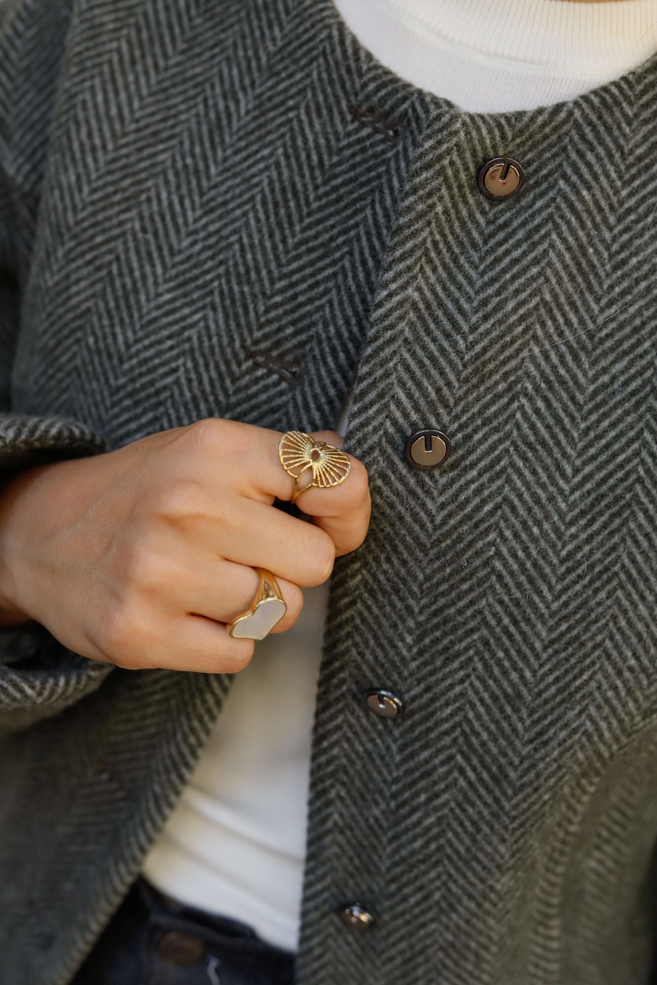 GREEN HERRINGBONE WOOL AUSTRIAN JACKET