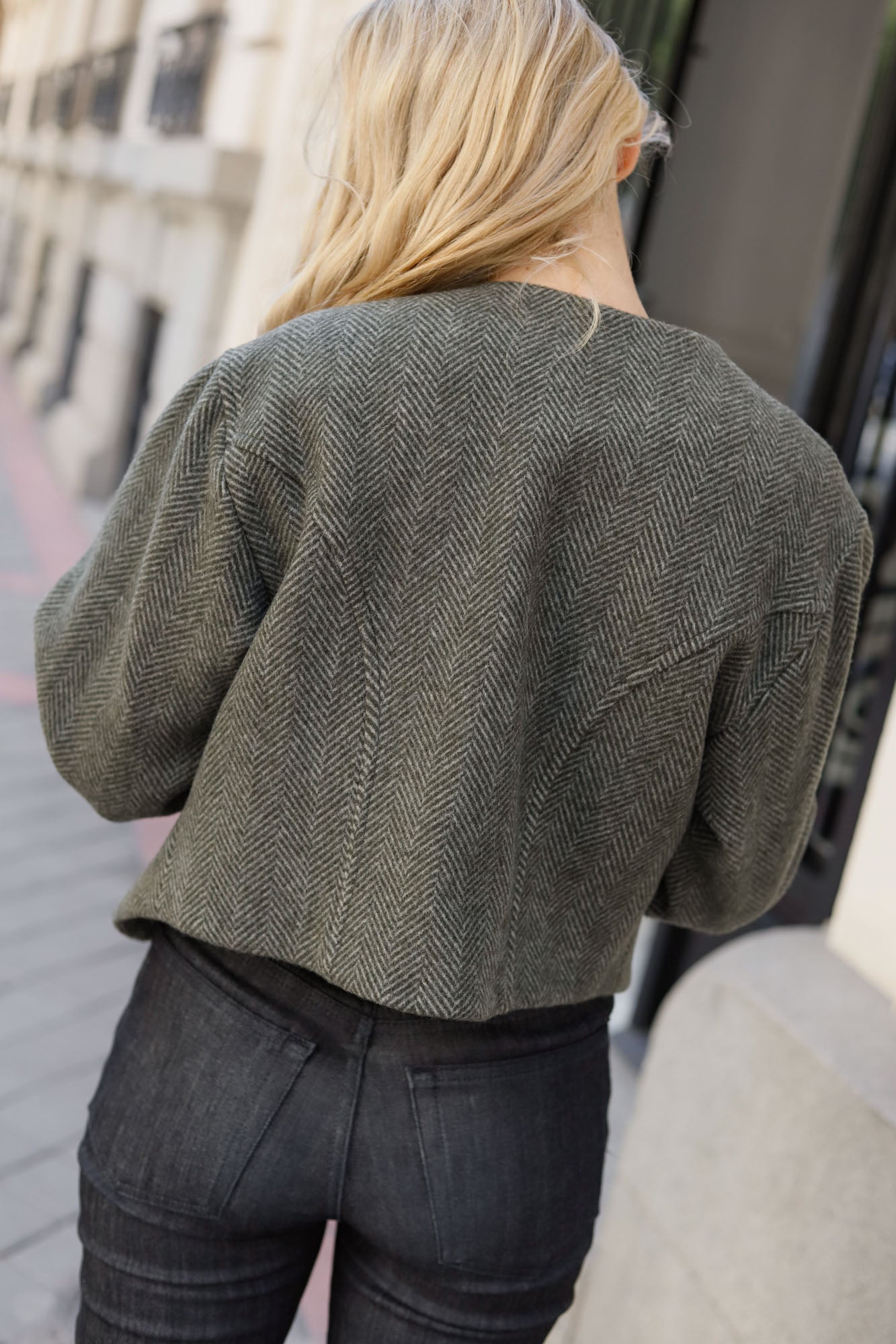 GREEN HERRINGBONE WOOL AUSTRIAN JACKET