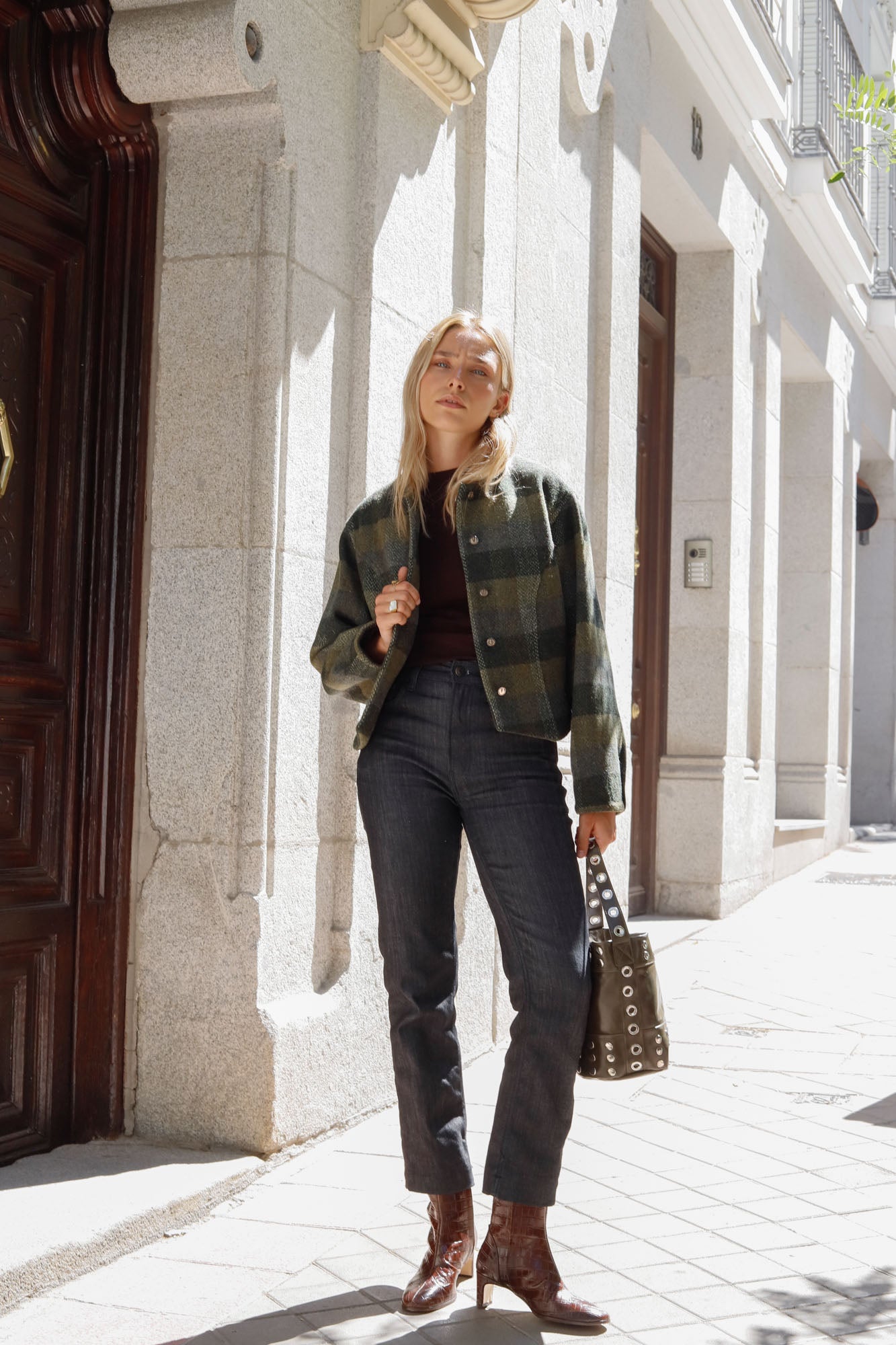 CHAQUETA AUSTRIACA LANA CUADROS VERDE